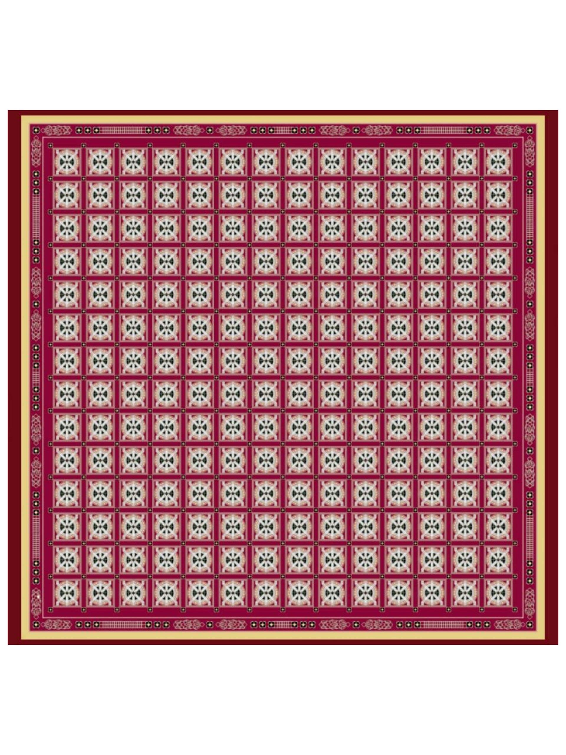 Park Avenue Atelier red scarf with graphic designer print