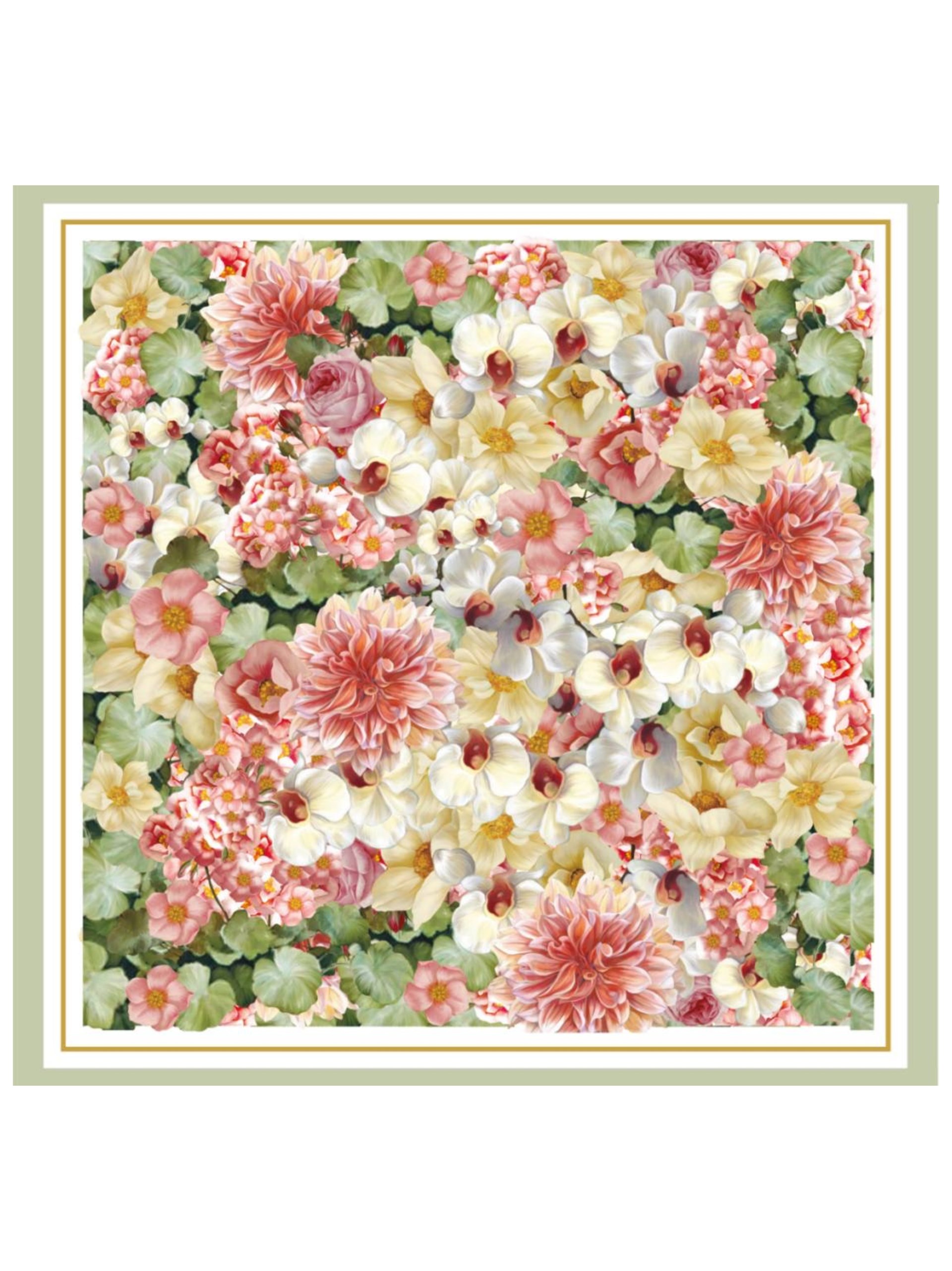 Light green Park Avenue Atelier scarf with floral designer print
