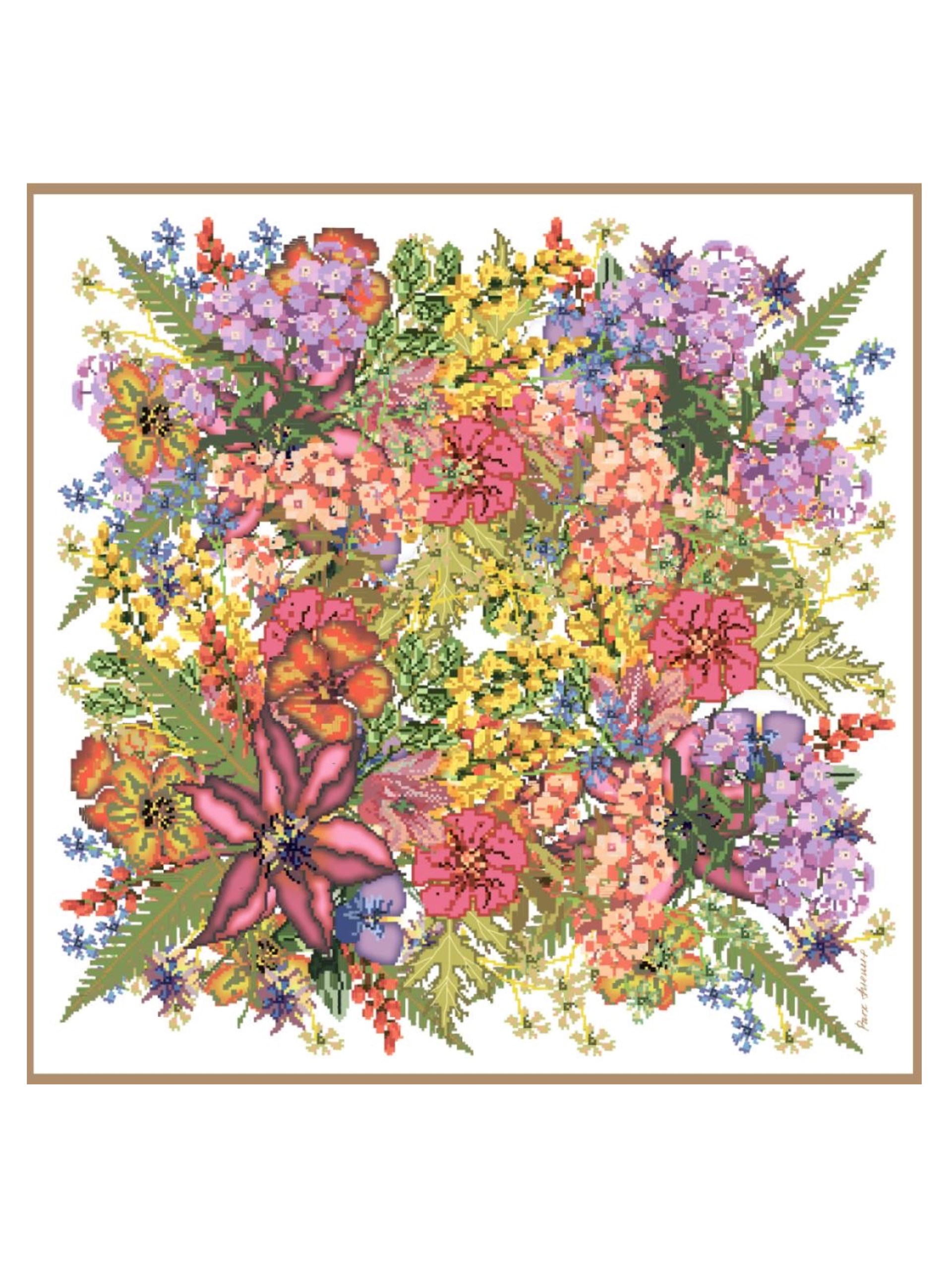 Park Avenue Atelier white scarf with floral designer print