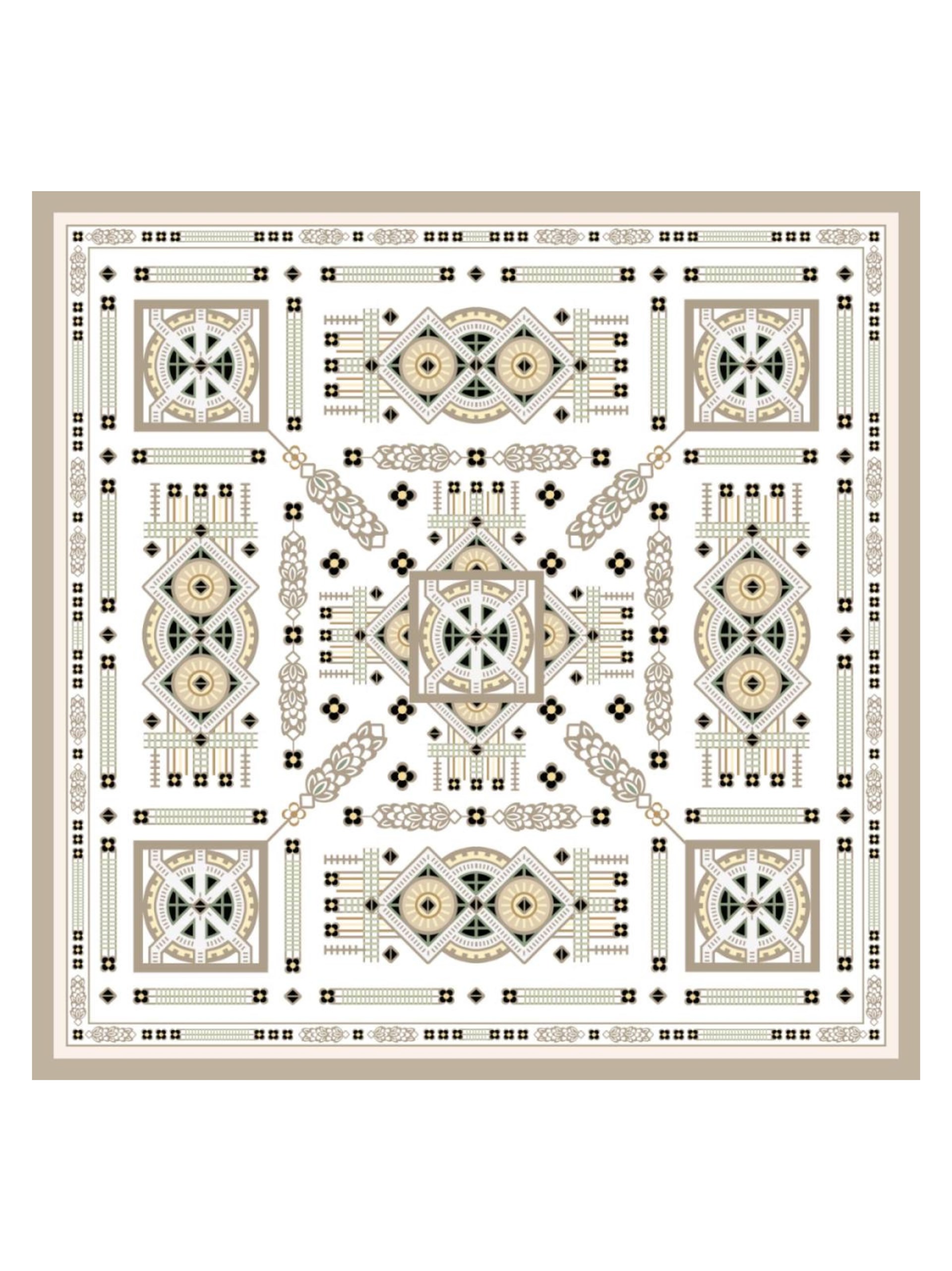 Park Avenue Atelier white scarf with original geometric print