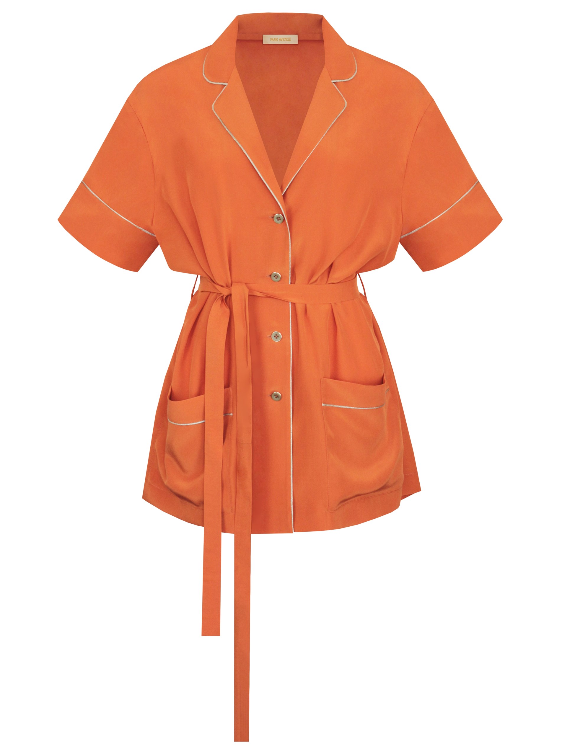 Park Avenue Atelier orange shirt with lace-up waist