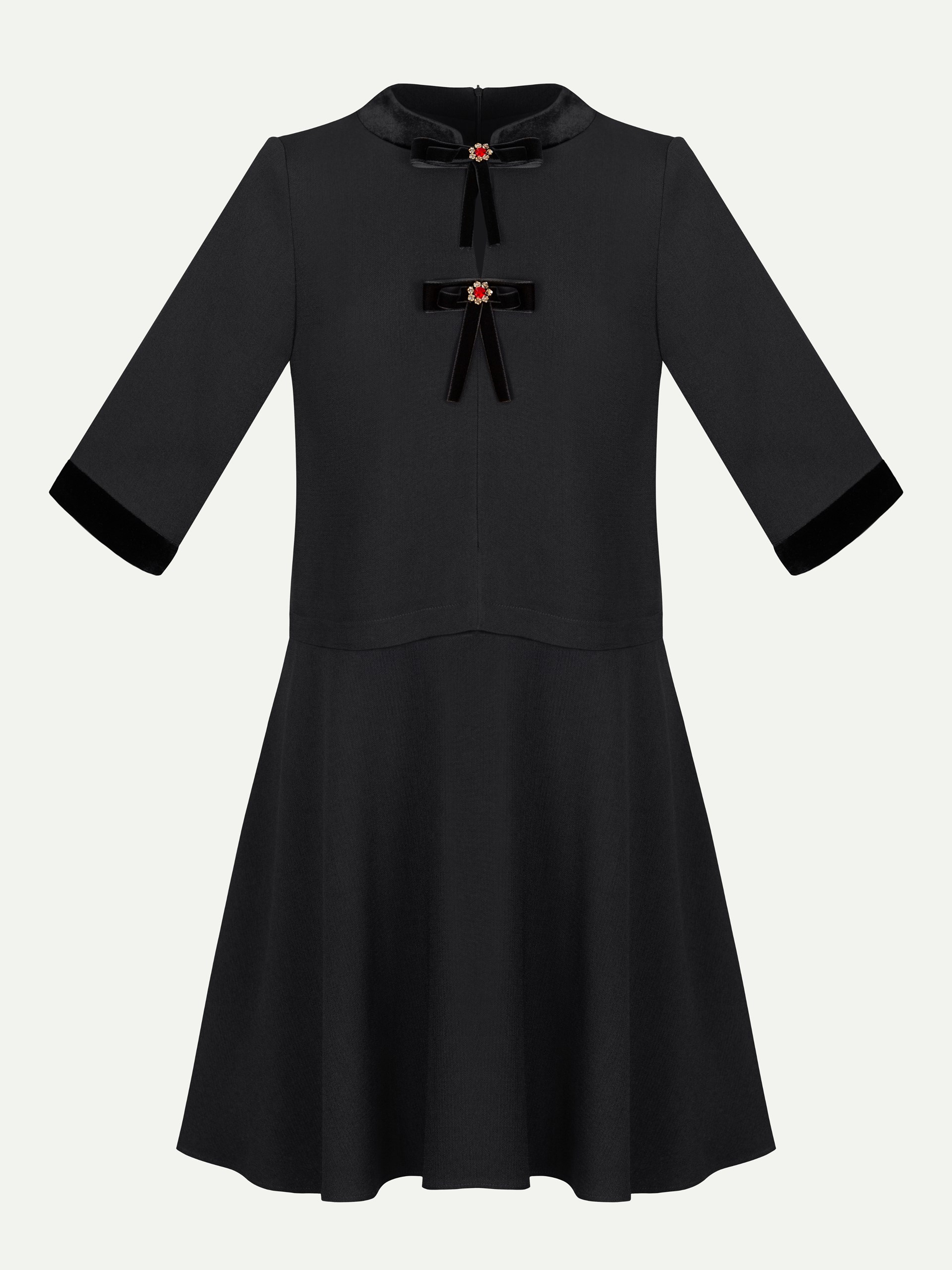 Park Avenue Atelier black wool dress with bows