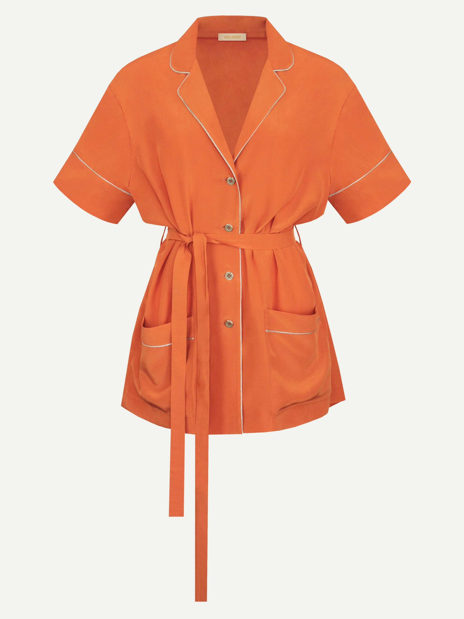 Park Avenue Atelier orange shirt with lace-up waist