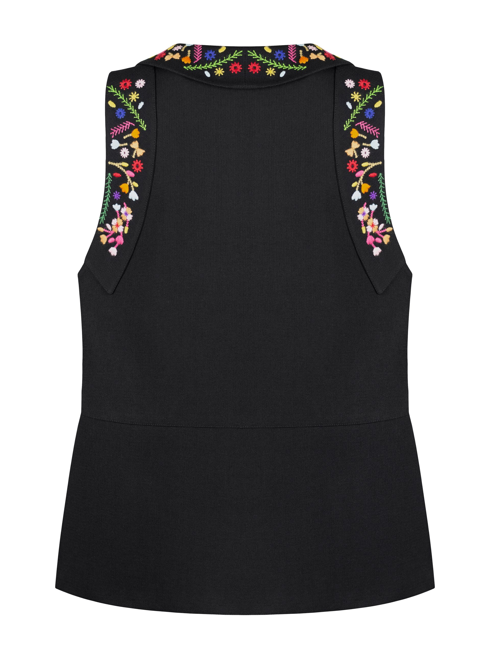 Park Avenue Atelier black fitted sleeveless jacket with hand embroidery