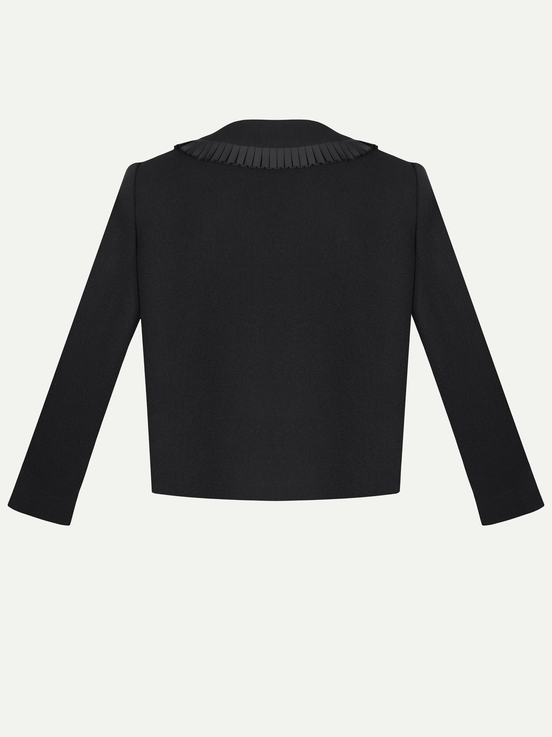 Park Avenue Atelier black wool jacket with hand-embroidered details