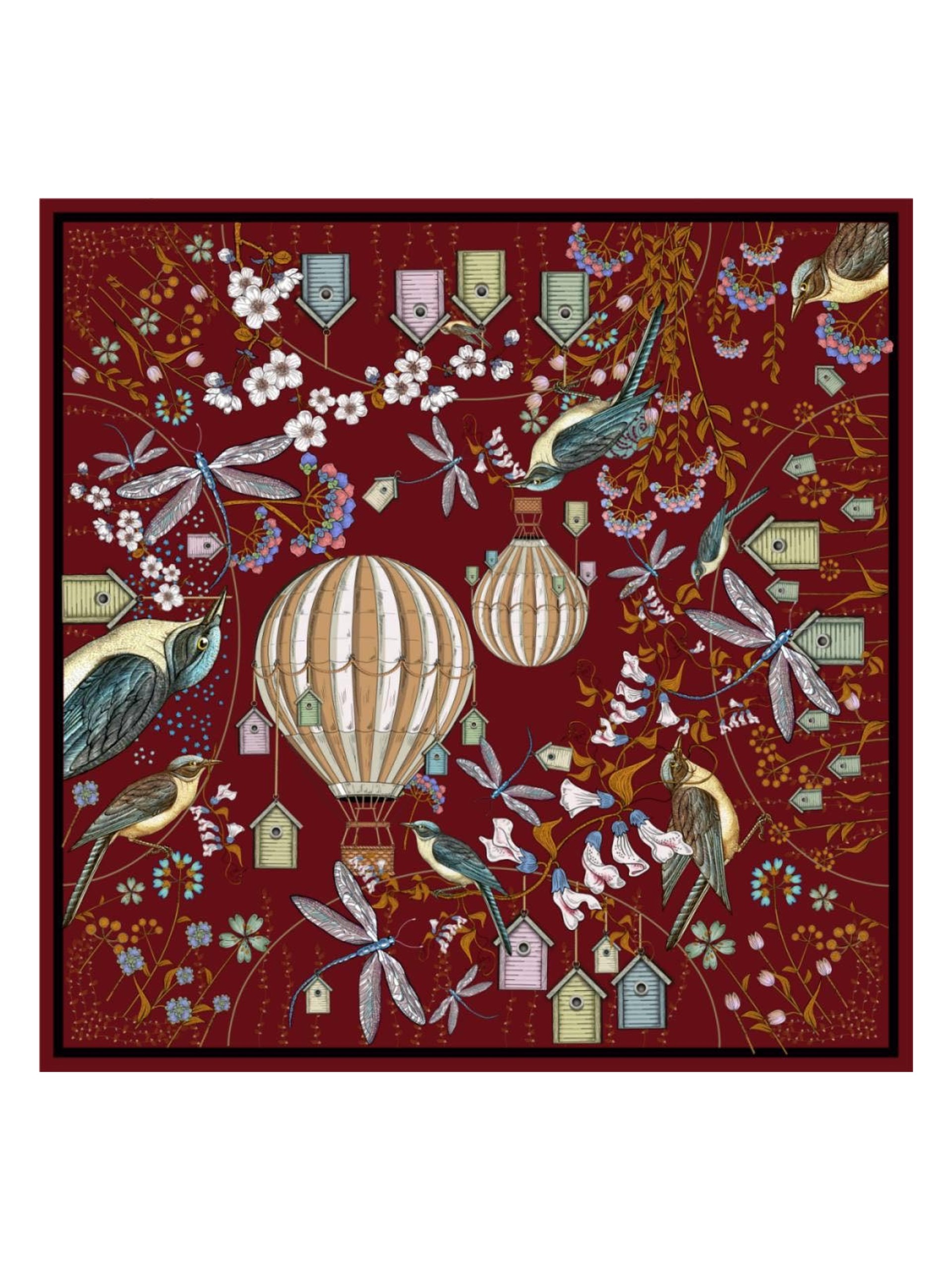 Park Avenue Atelier red scarf with an original pattern