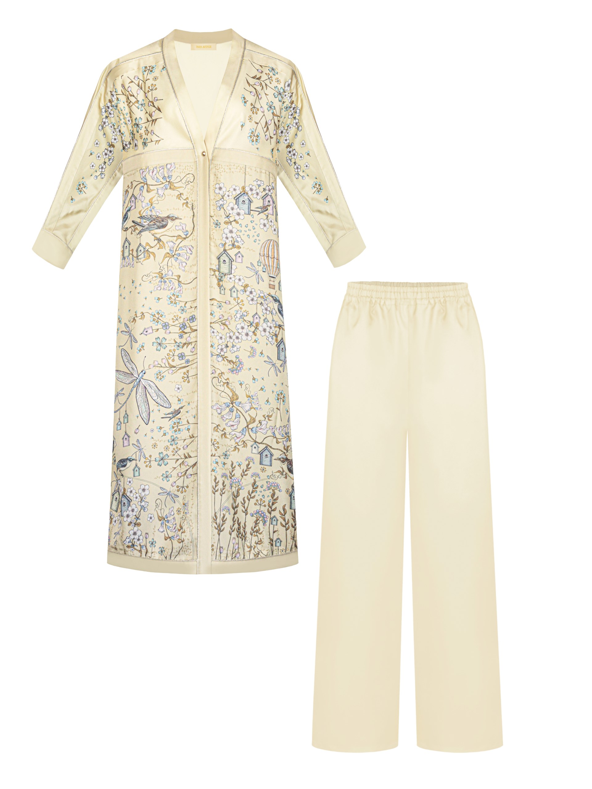 Park Avenue Atelier silk long shirt with designer pattern