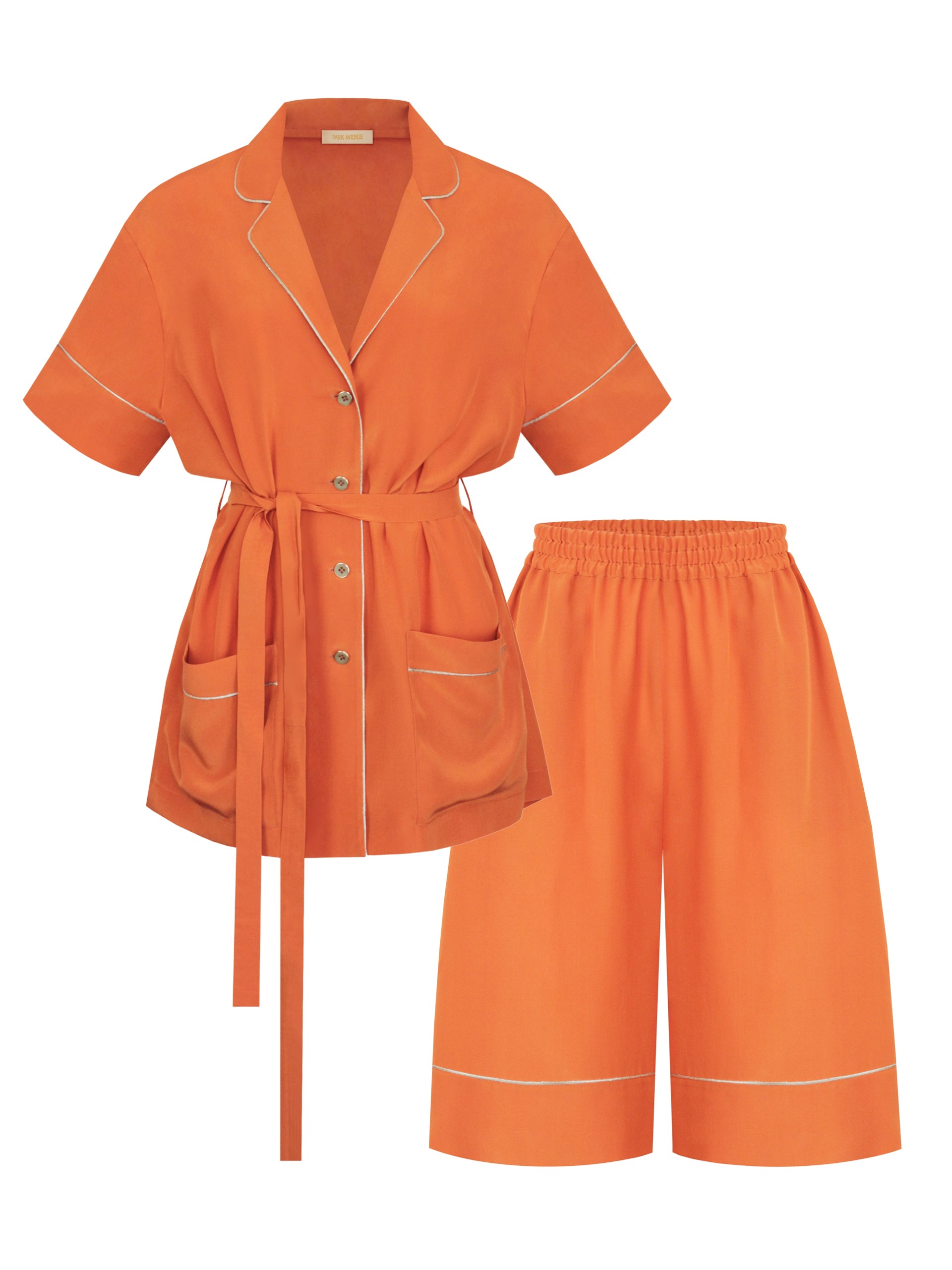 Park Avenue Atelier orange shirt with lace-up waist