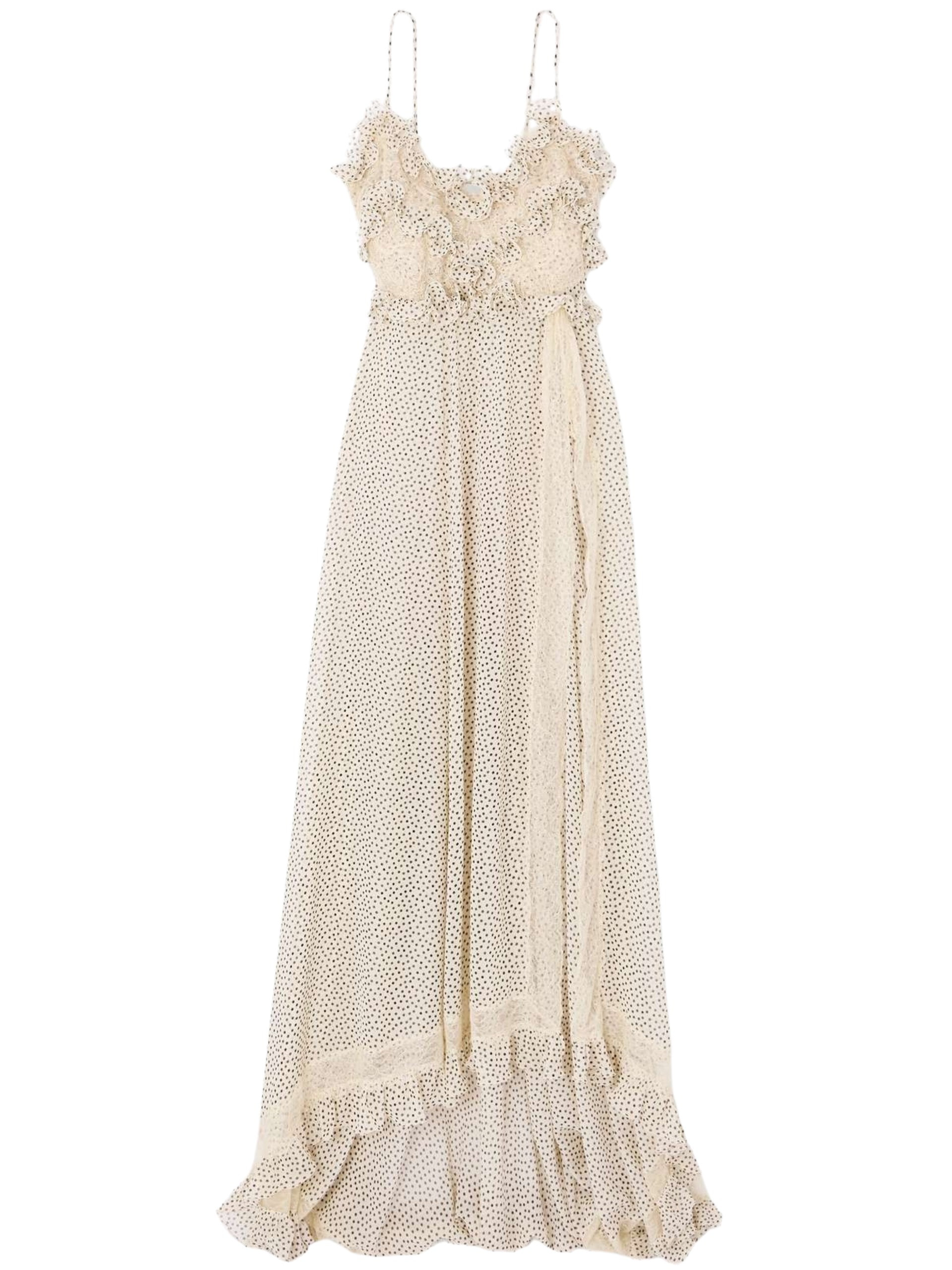 Valentino Polka Dot Ruffle Maxi Dress