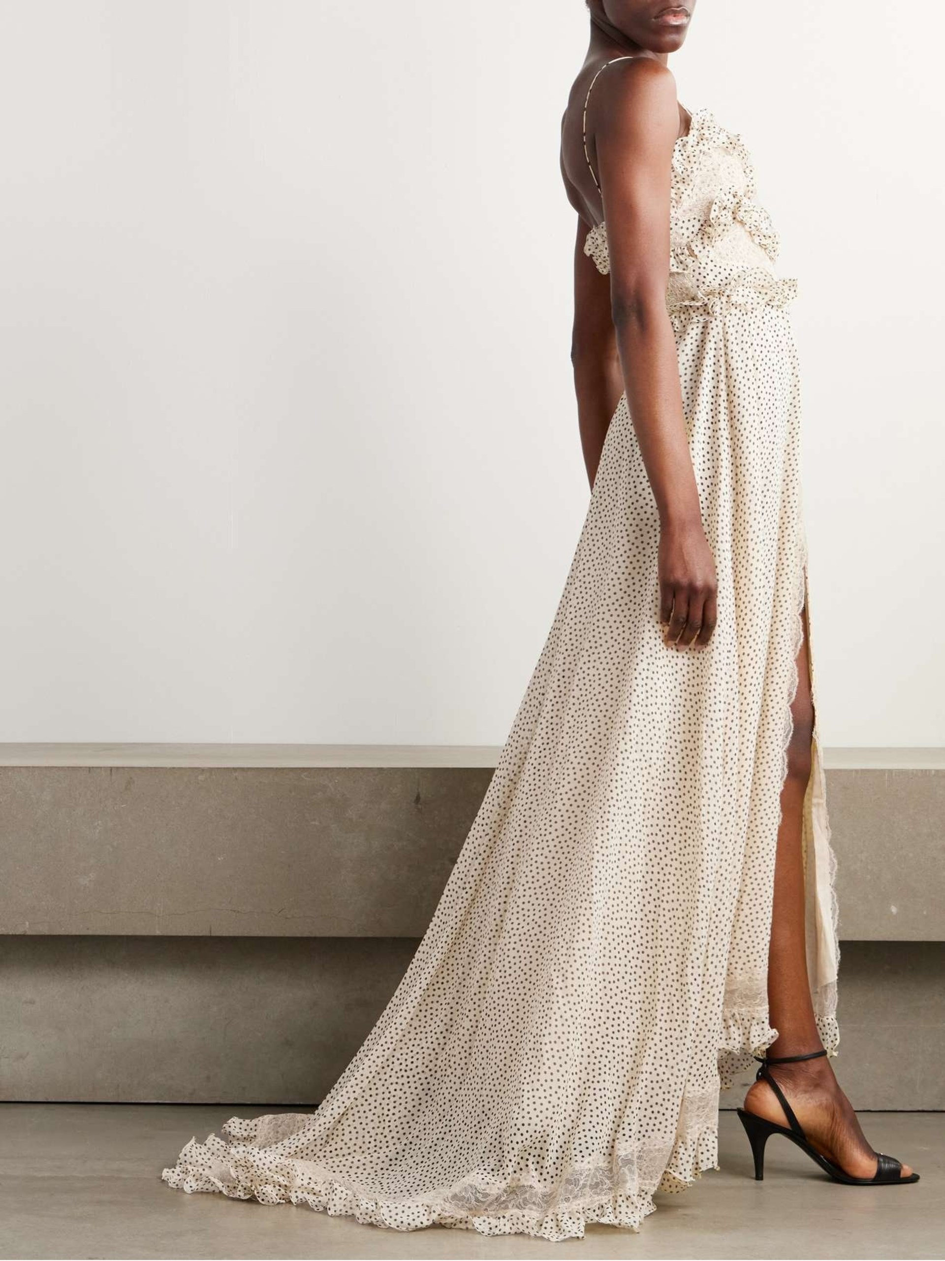 Valentino Polka Dot Ruffle Maxi Dress