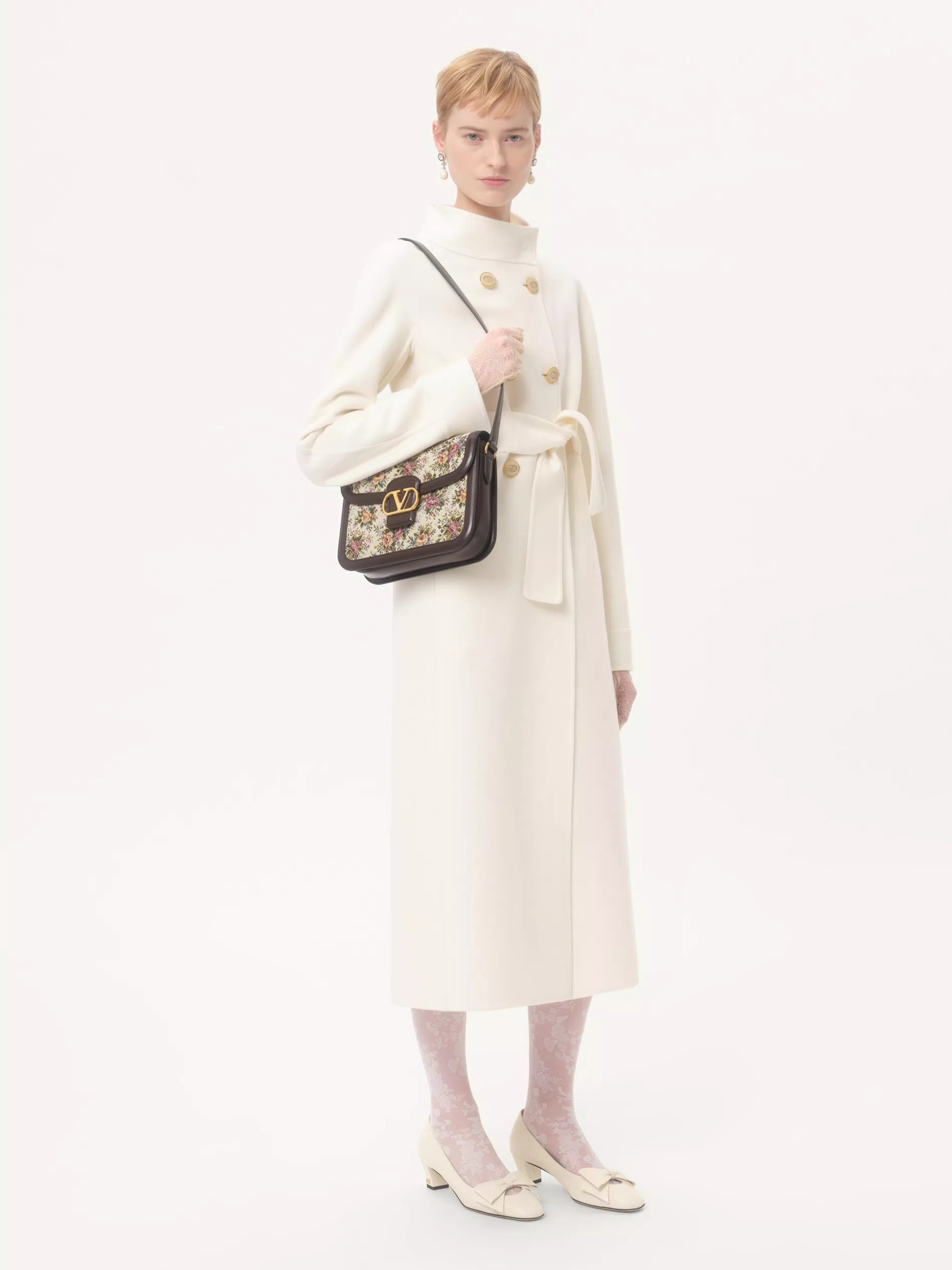 Valentino Garavani 9To5 bag in jacquard fabric with floral print Papier