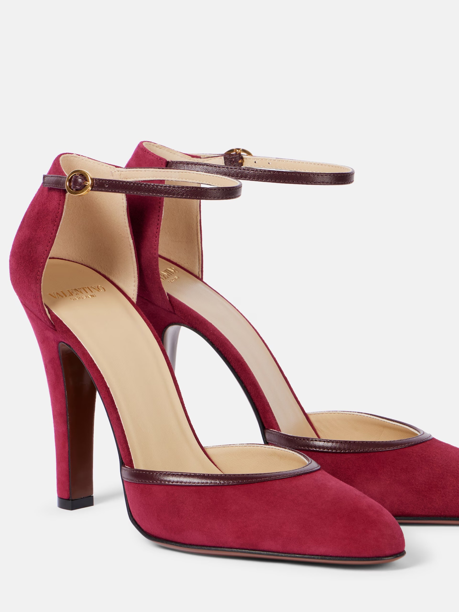 Valentino Garavani Hi Dolly dark red suede heeled shoes