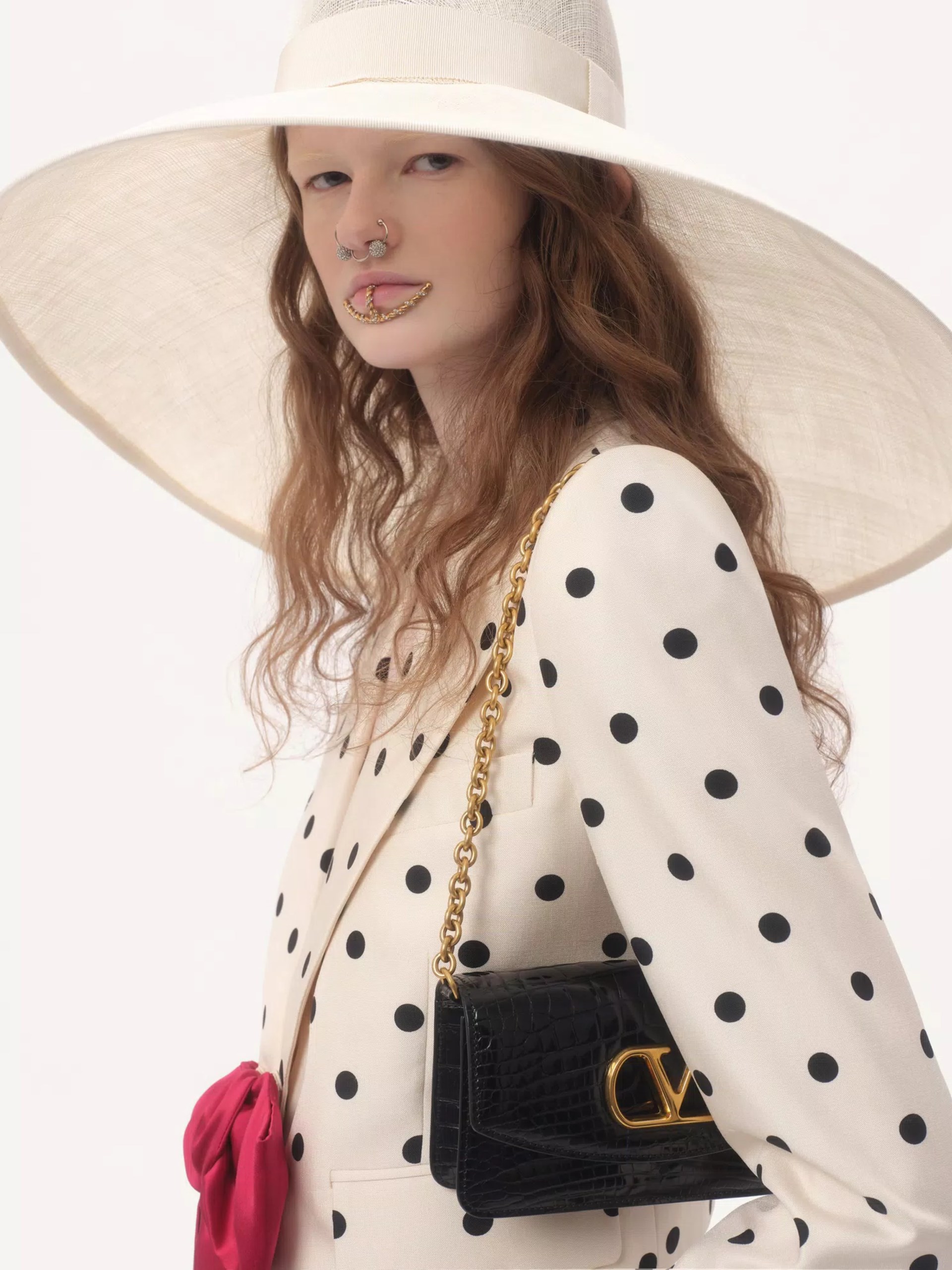 Valentino polka dot single-breasted jacket with contrast bow