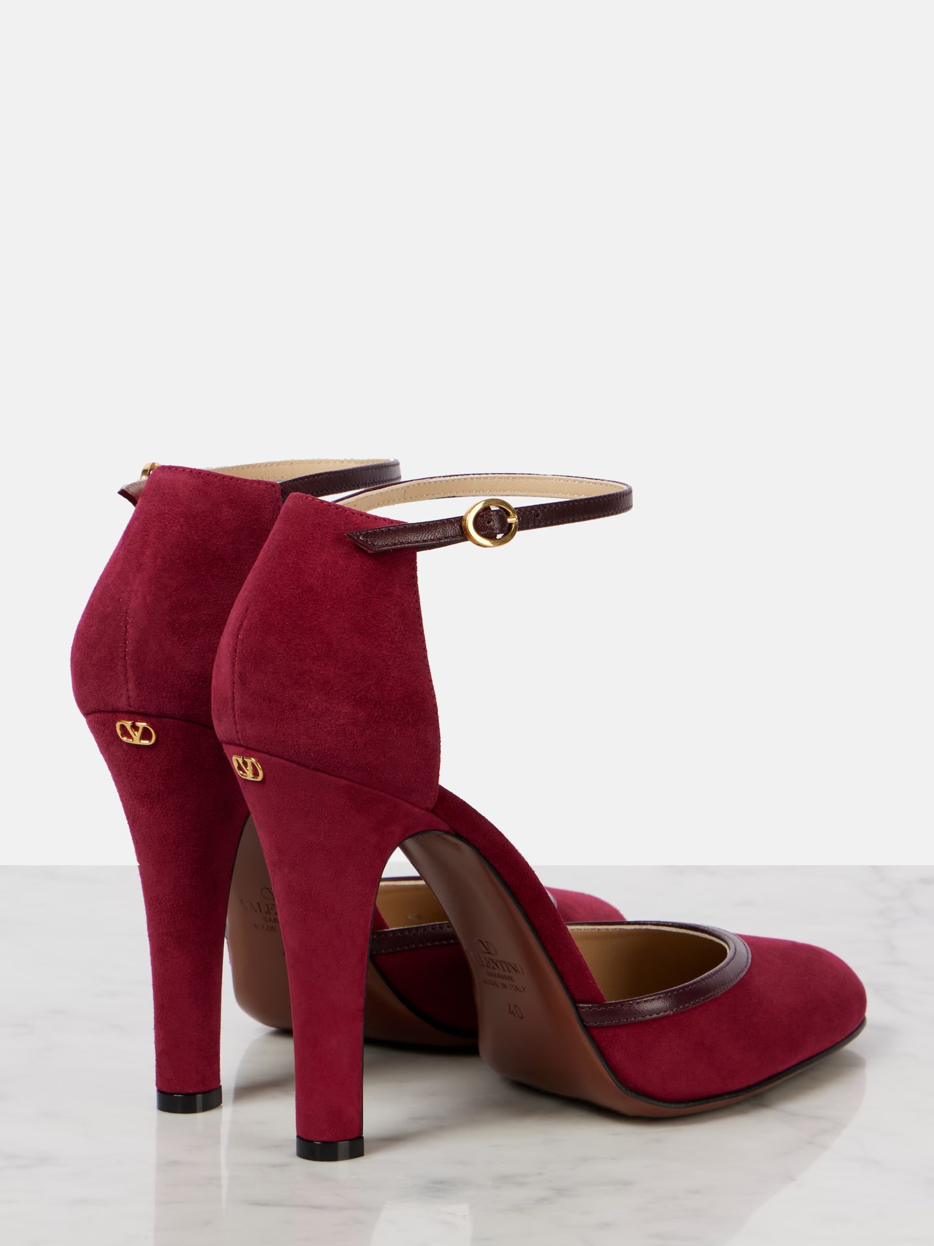 Valentino Garavani Hi Dolly dark red suede heeled shoes