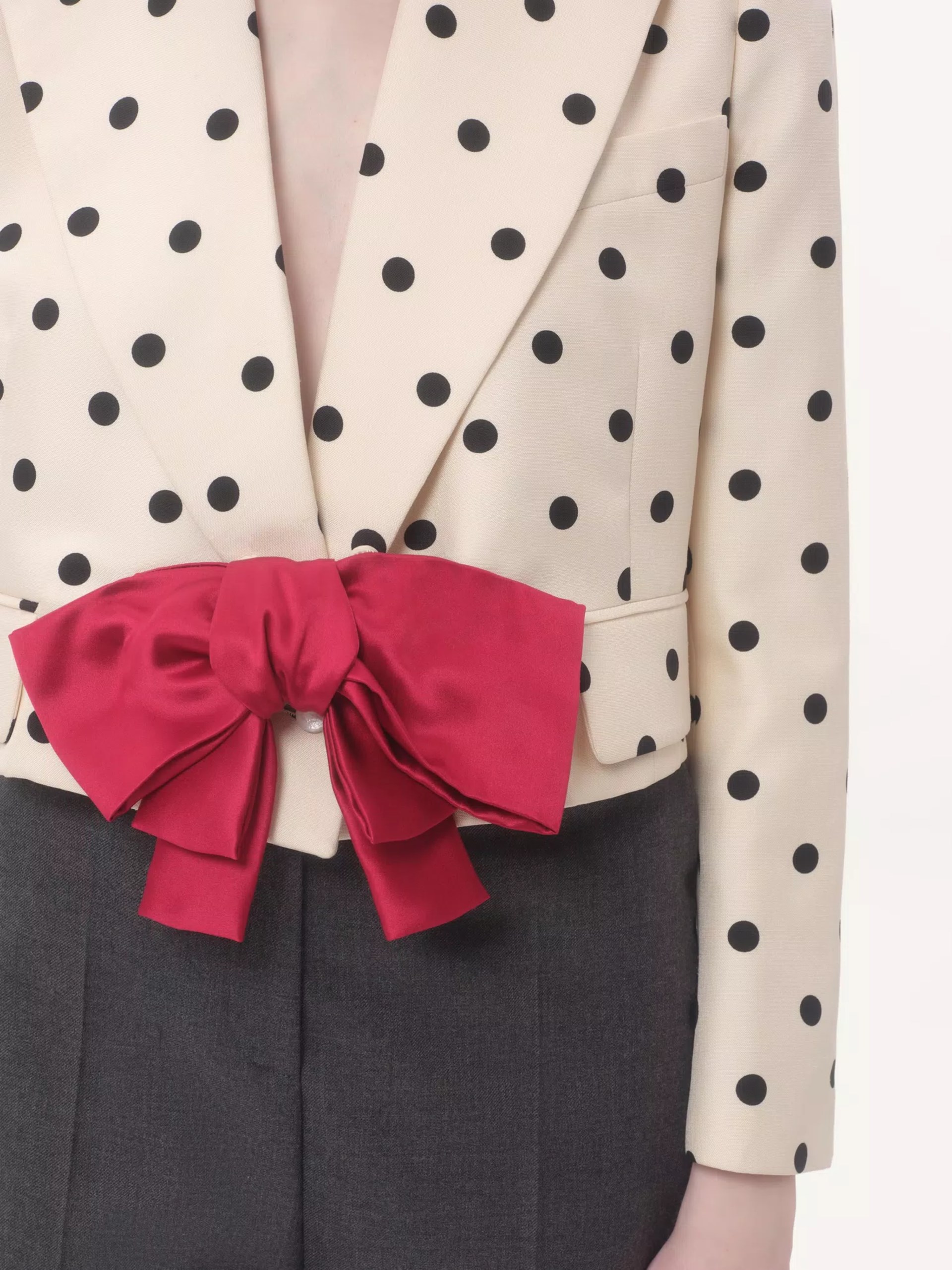 Valentino polka dot single-breasted jacket with contrast bow