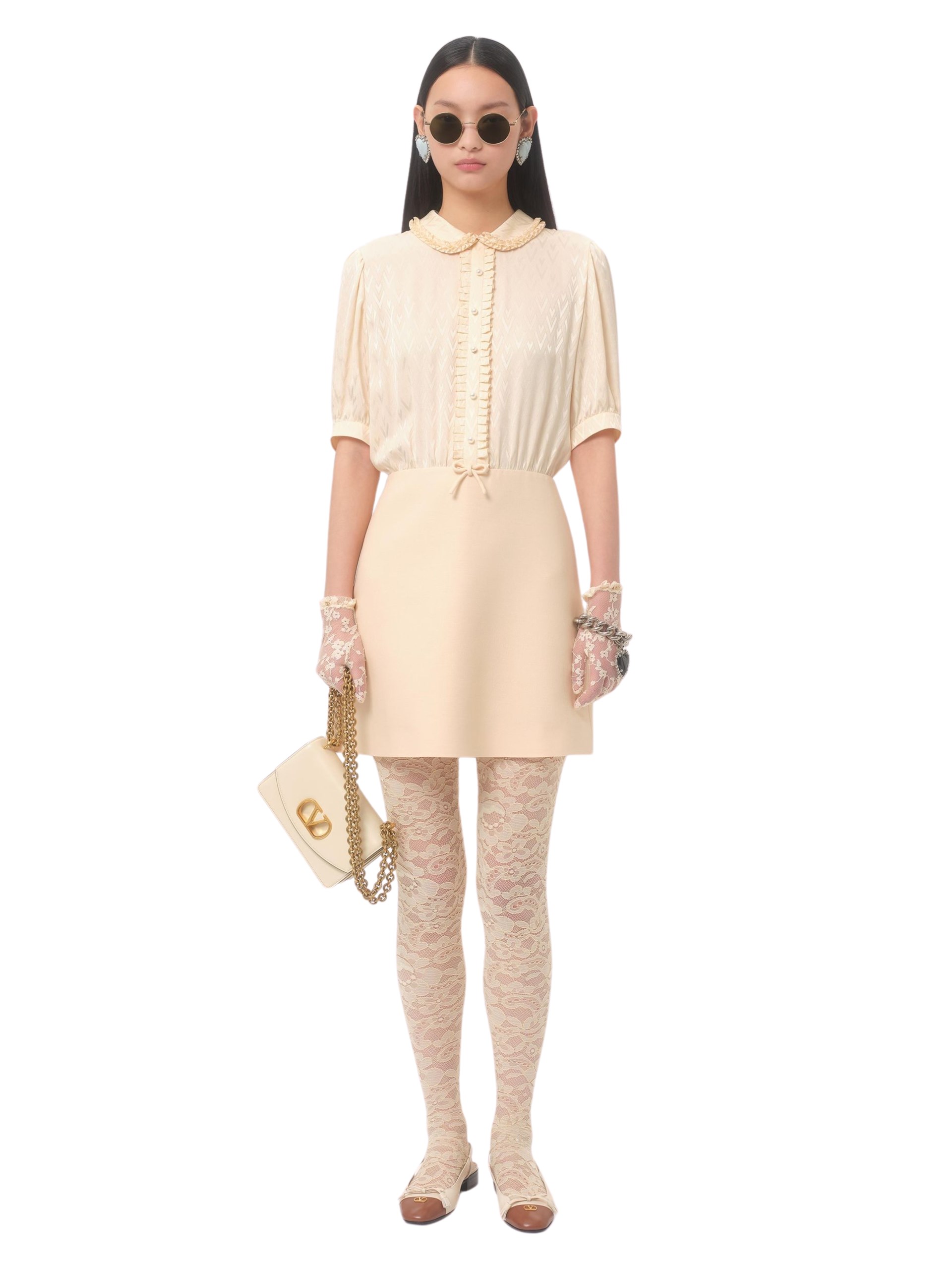 Valentino Crepe Couture mini dress in a soft pink shade