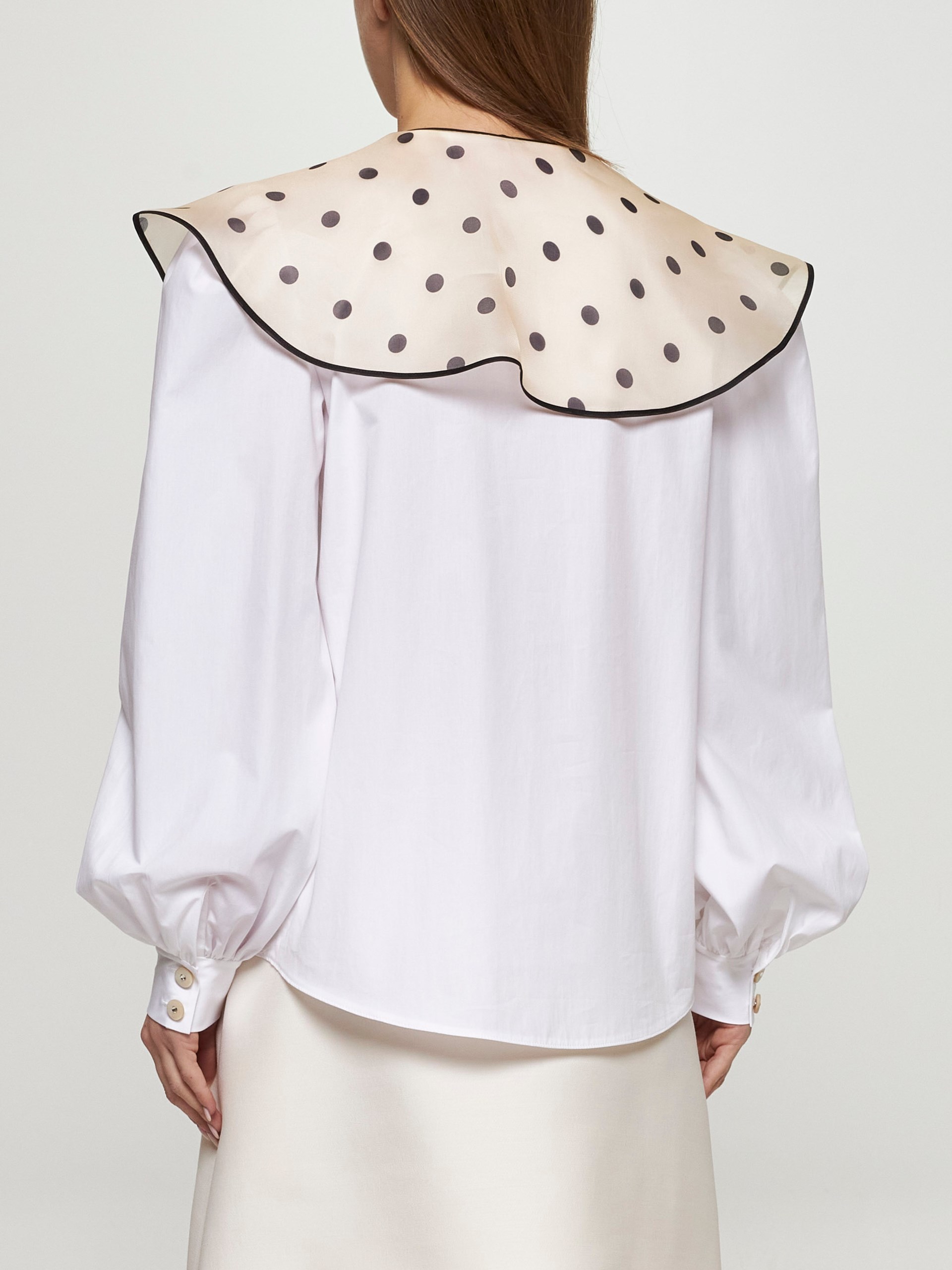 Valentino white cotton shirt with polka dot collar