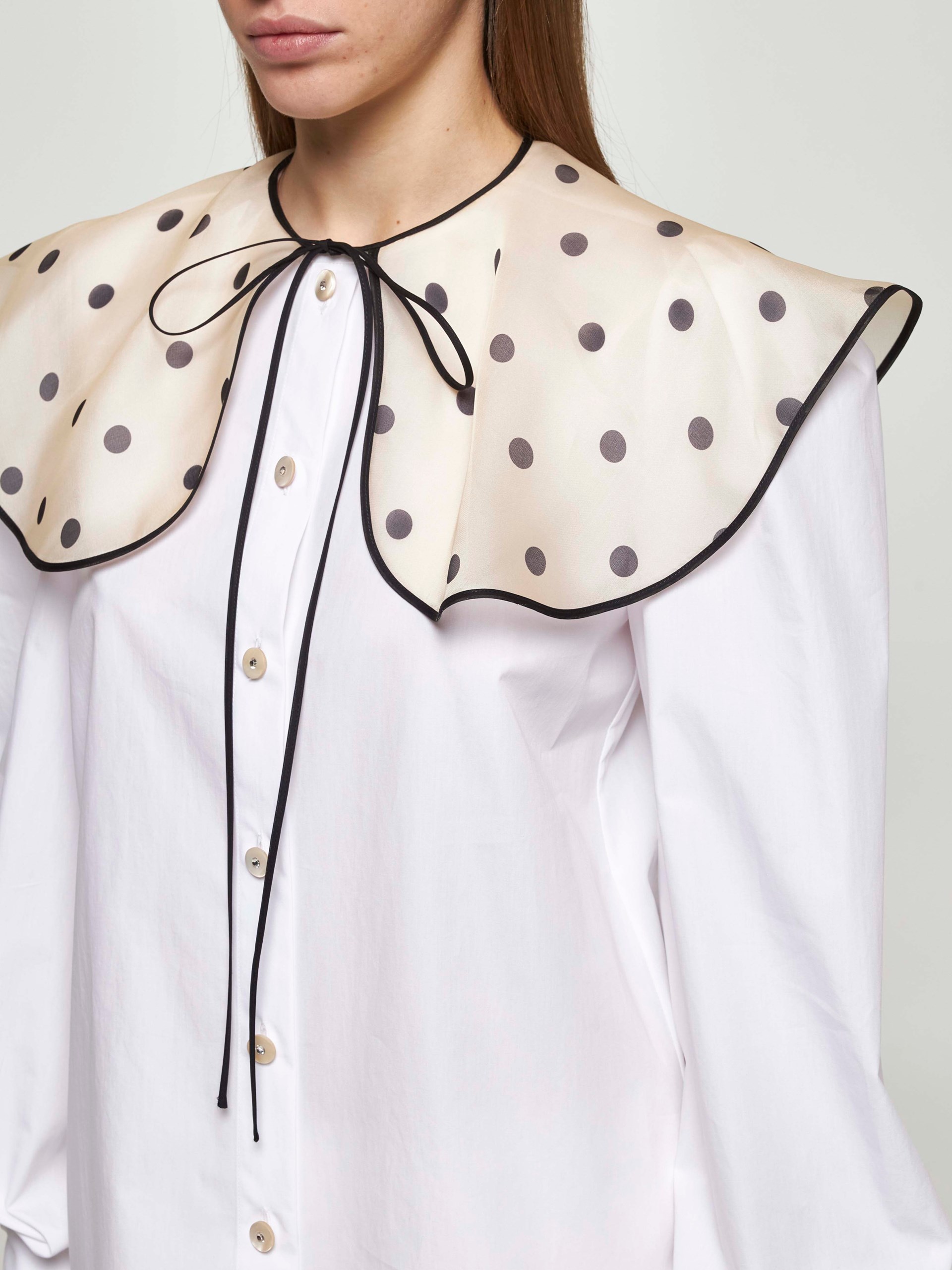 Valentino white cotton shirt with polka dot collar