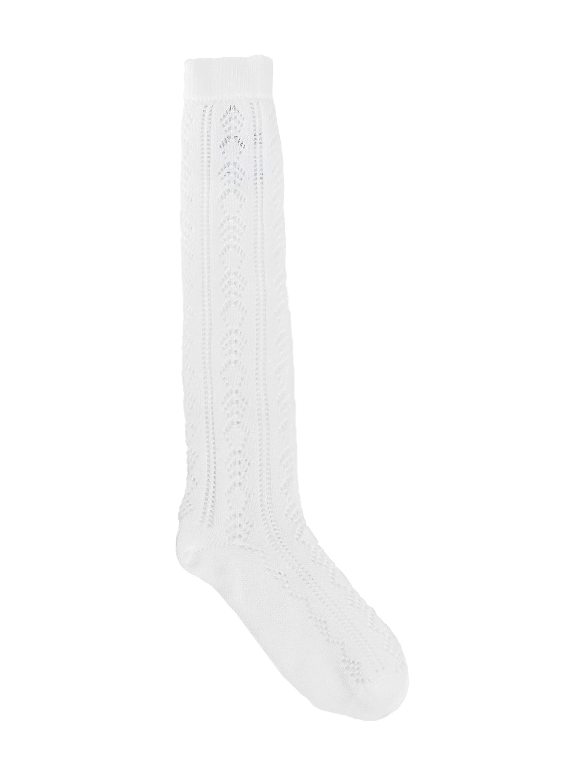 VALENTINO Vlogo Cotton Openwork Socks in white