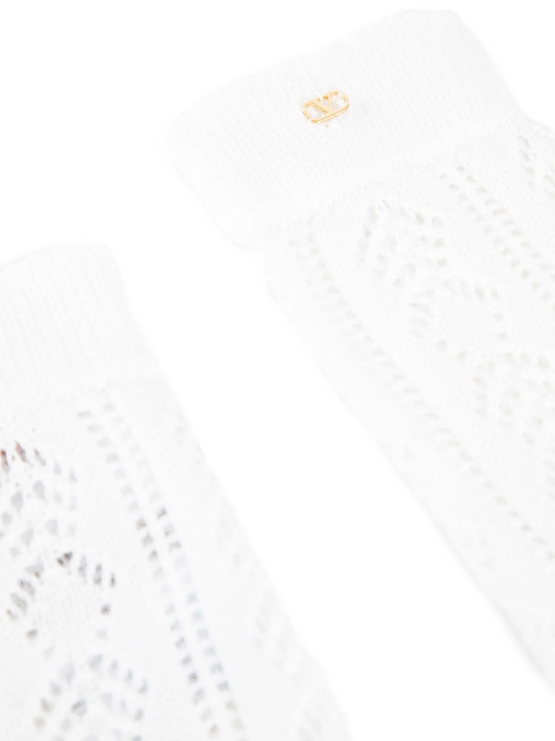 VALENTINO Vlogo Cotton Openwork Socks in white