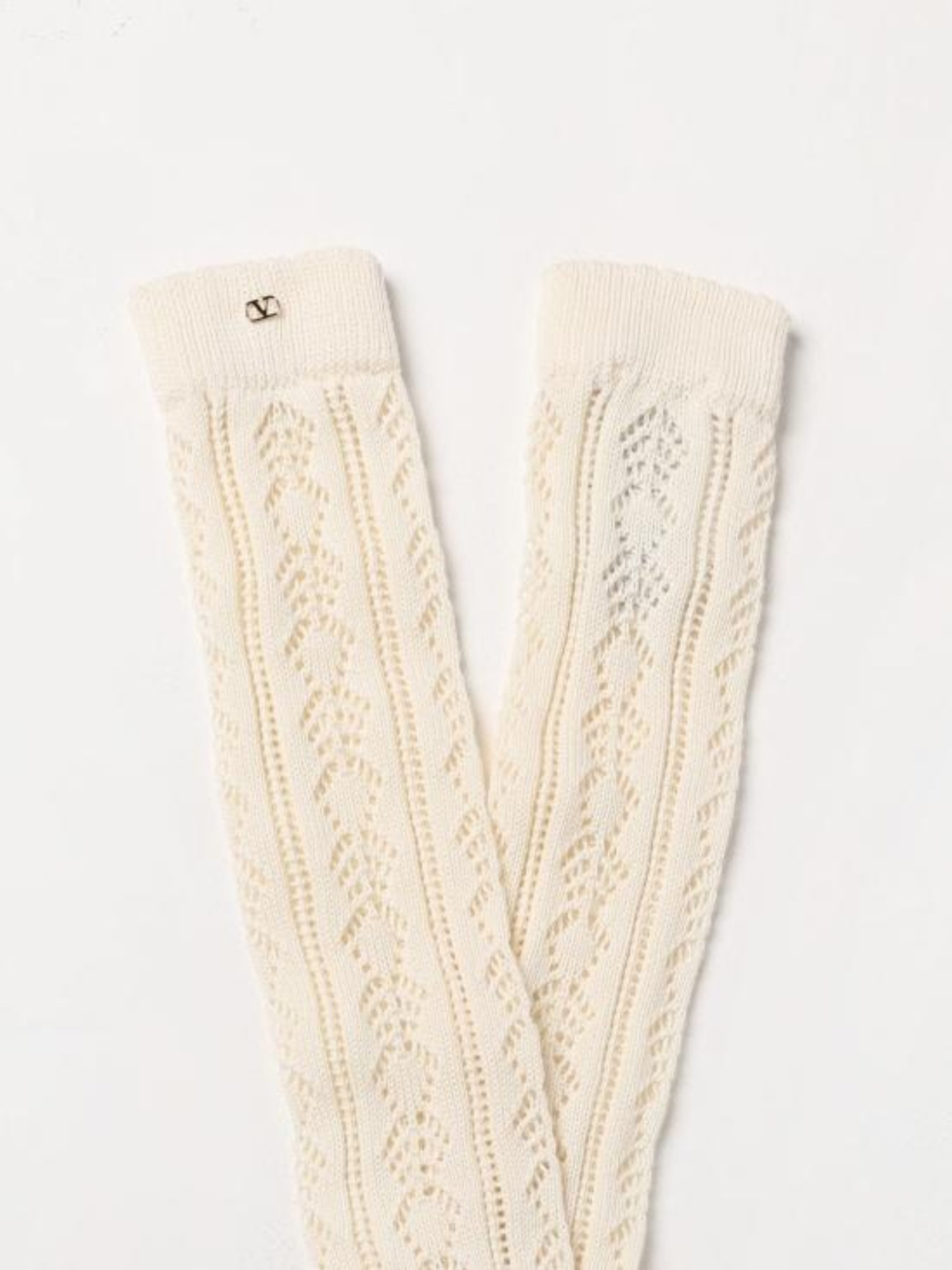 Valentino cream-colored openwork socks
