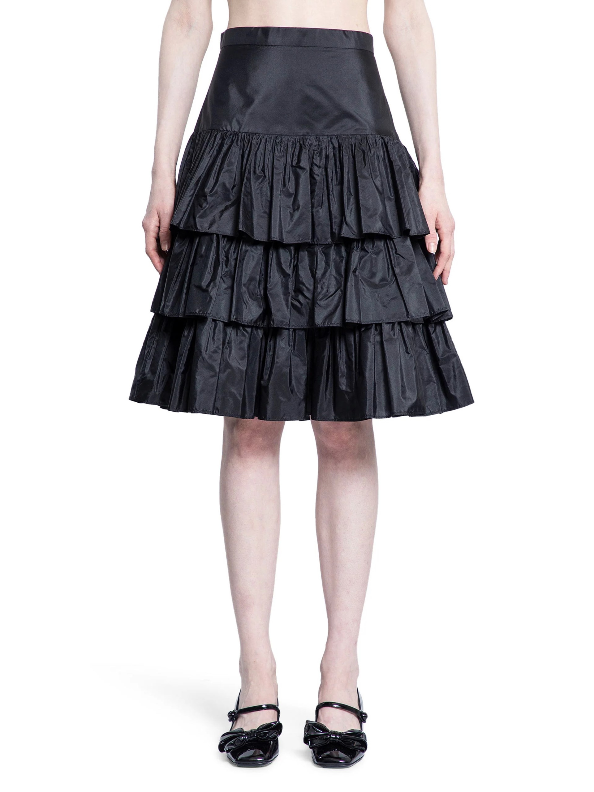 Valentino Ruffled Taffeta Skirt Black