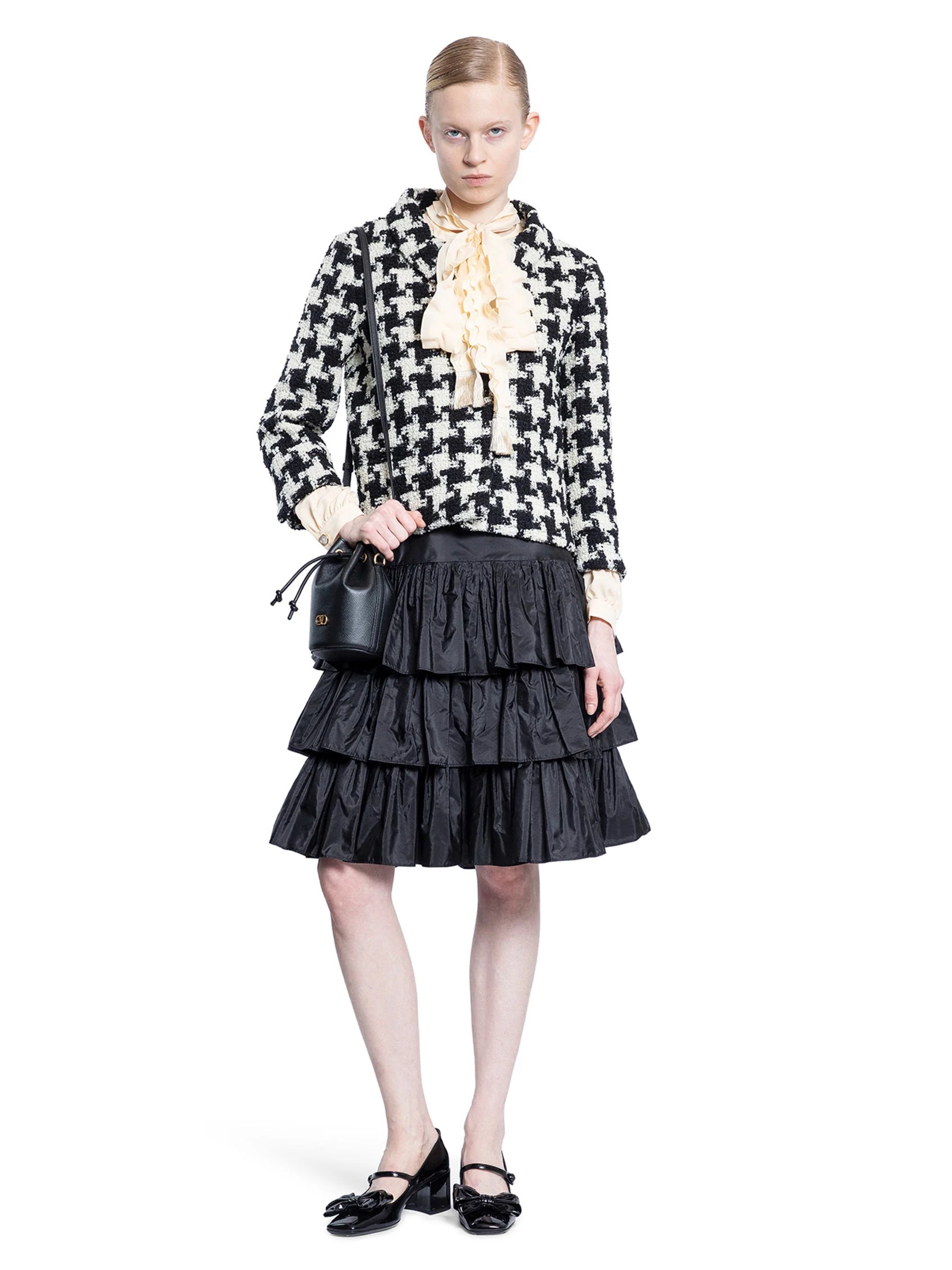 Valentino Ruffled Taffeta Skirt Black