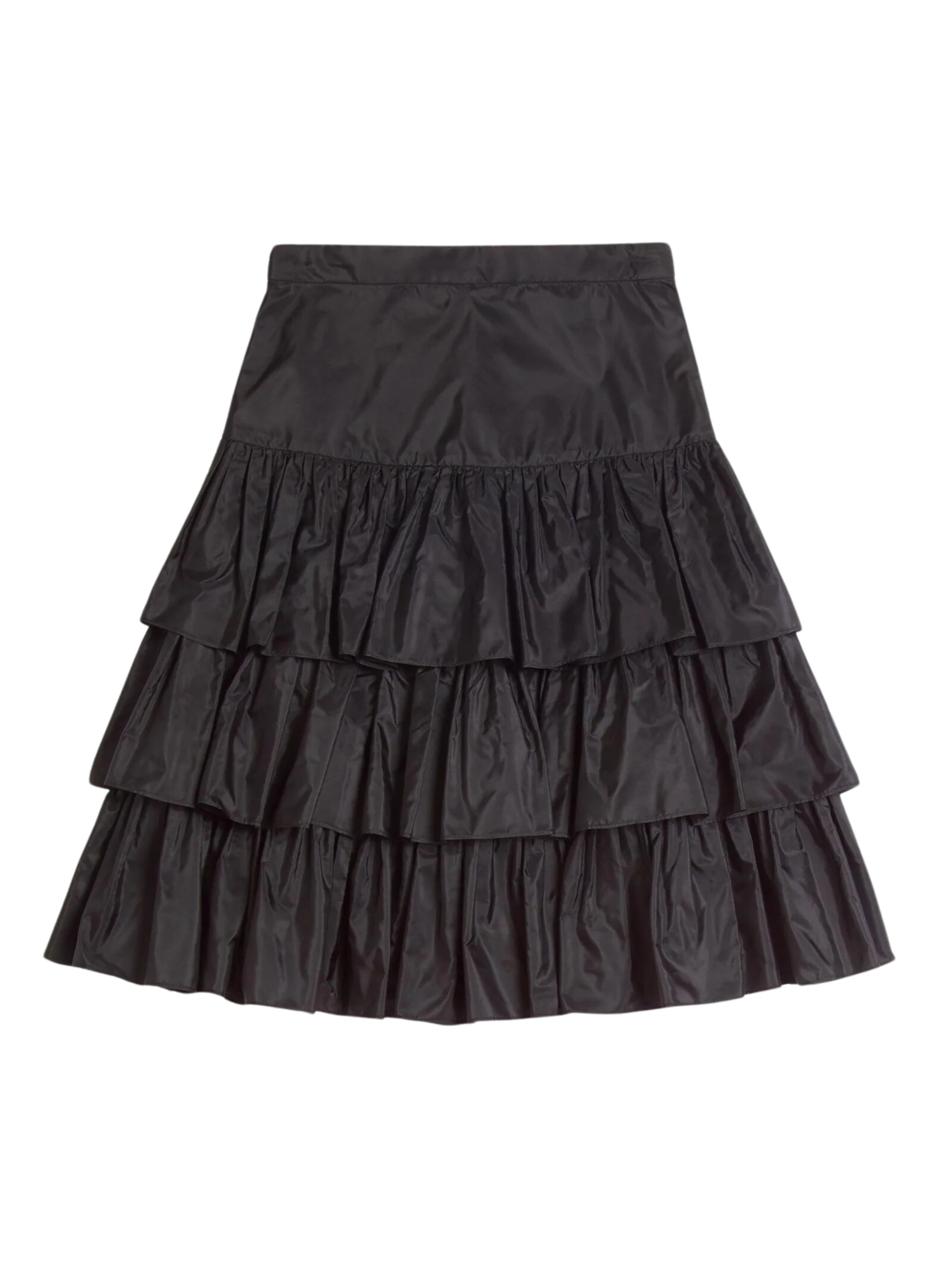 Valentino Ruffled Taffeta Skirt Black