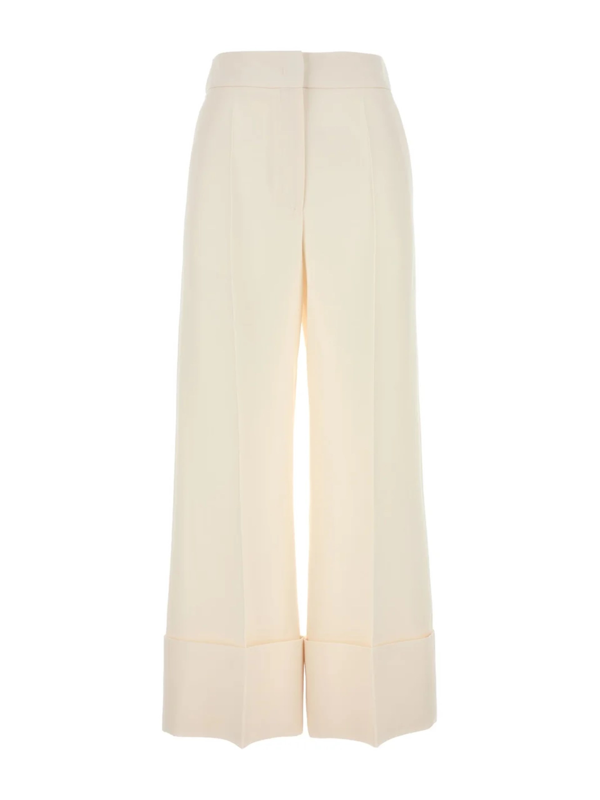 Valentino Pleat Detailed Wide-Leg Pants in ivory