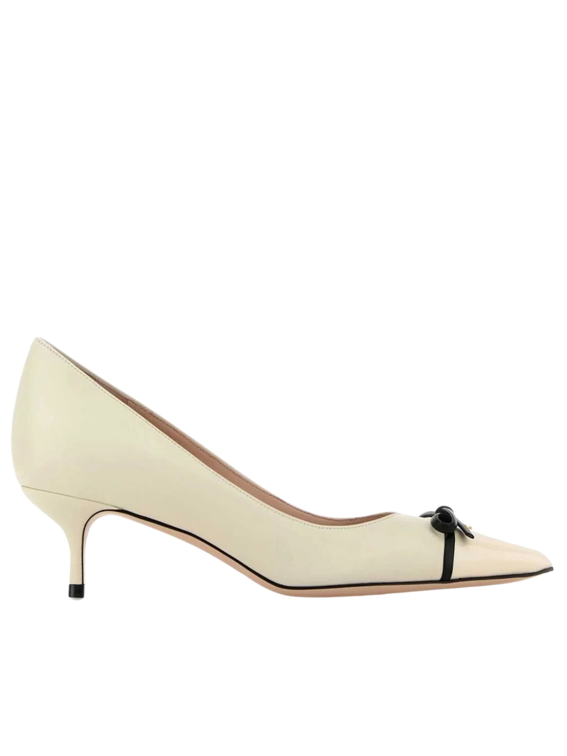 Valentino Garavani Bow Detailed Pointed Toe Pumps in ivory