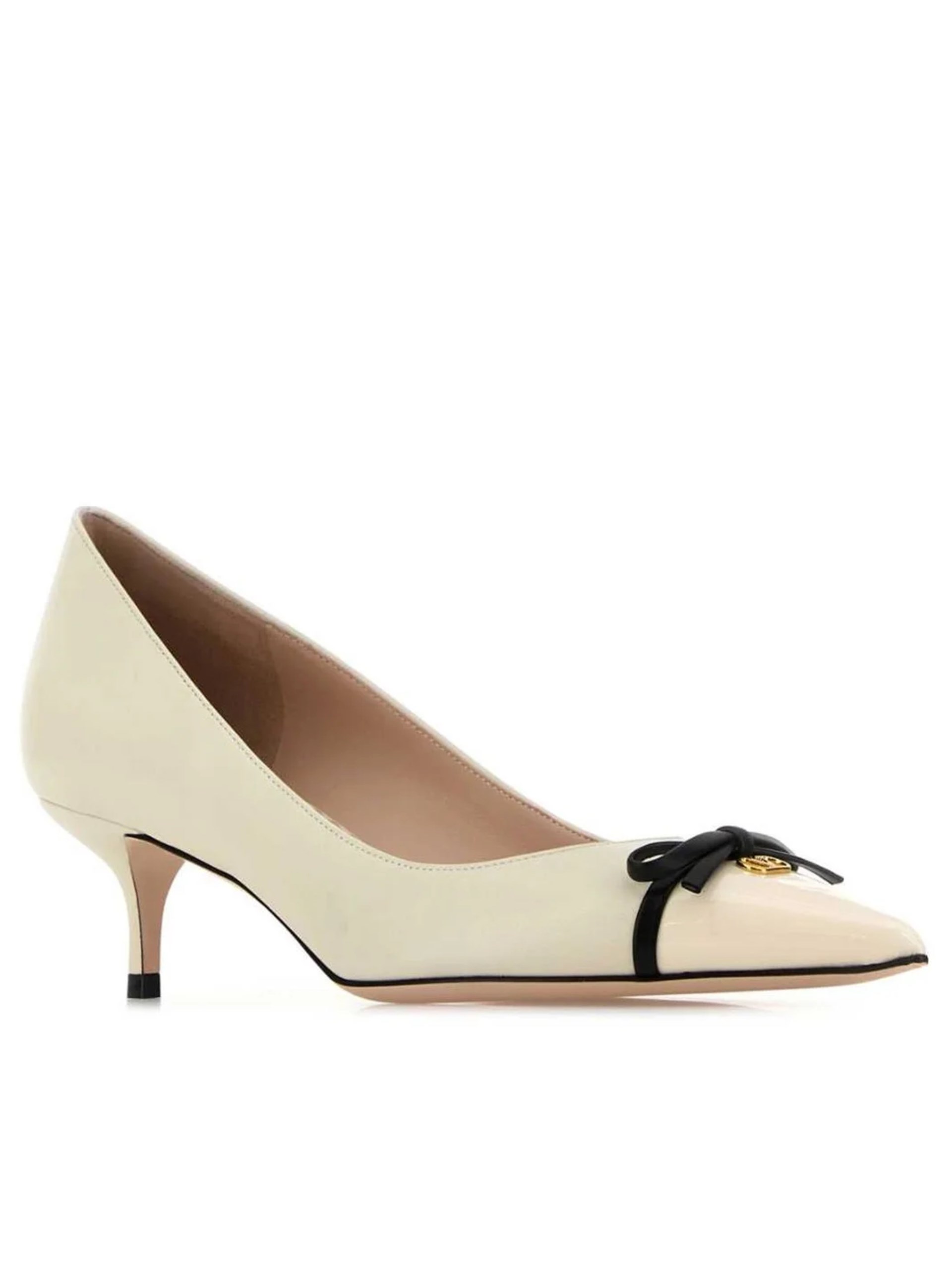 Valentino Garavani Bow Detailed Pointed Toe Pumps in ivory