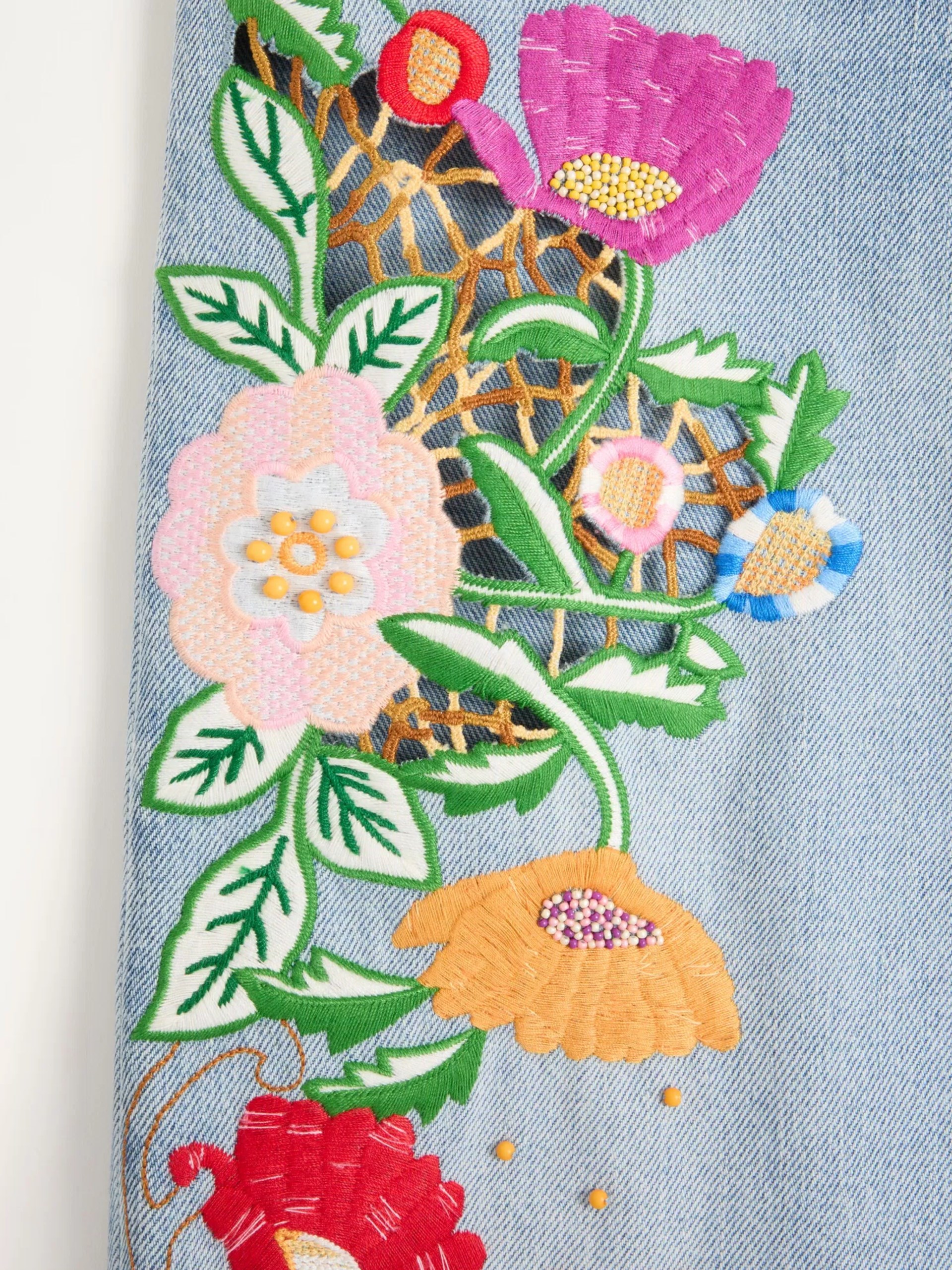 Valentino light blue jeans with floral embroidery