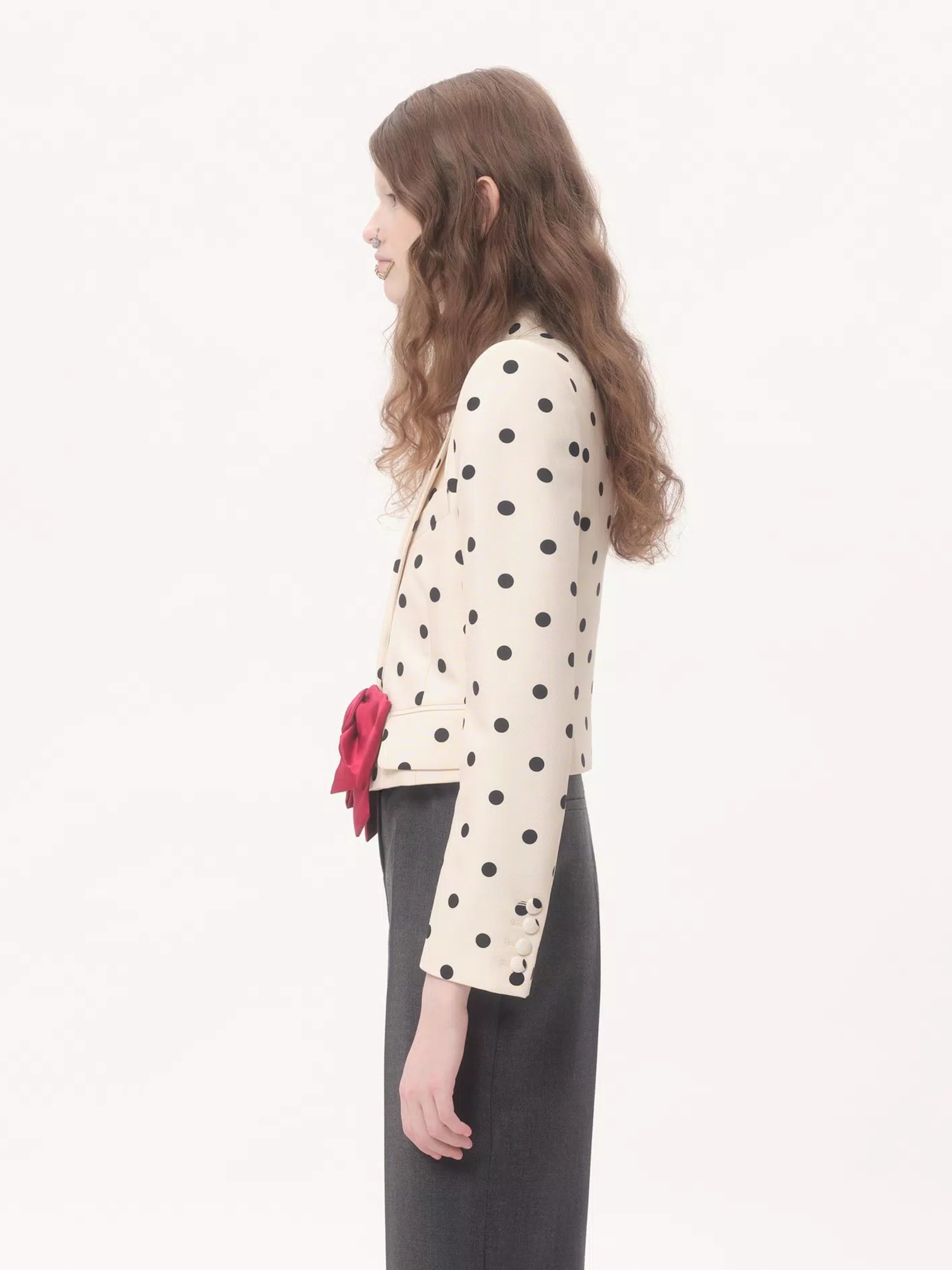 Valentino polka dot single-breasted jacket with contrast bow