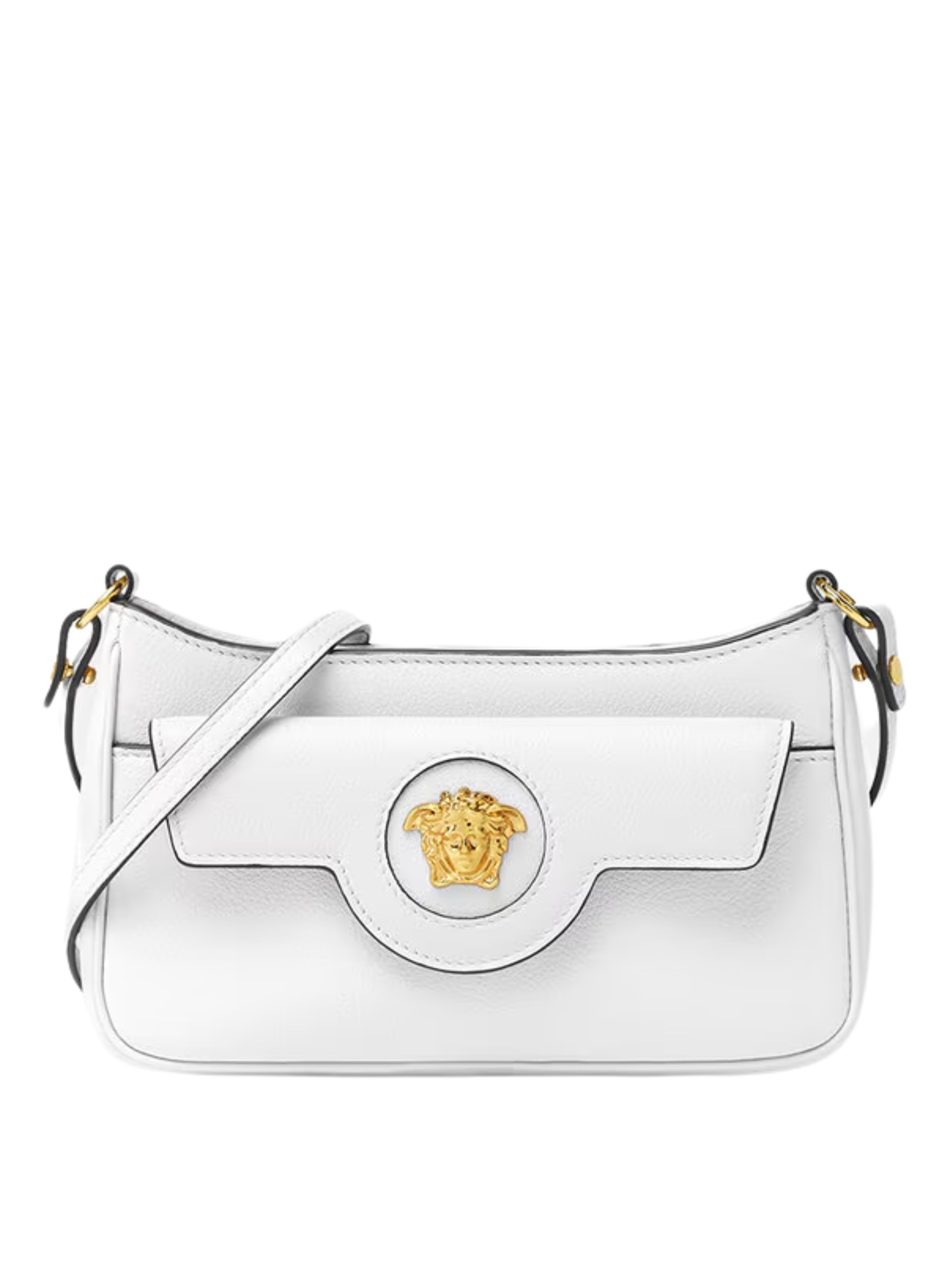 Versace white leather bag with gold hardware