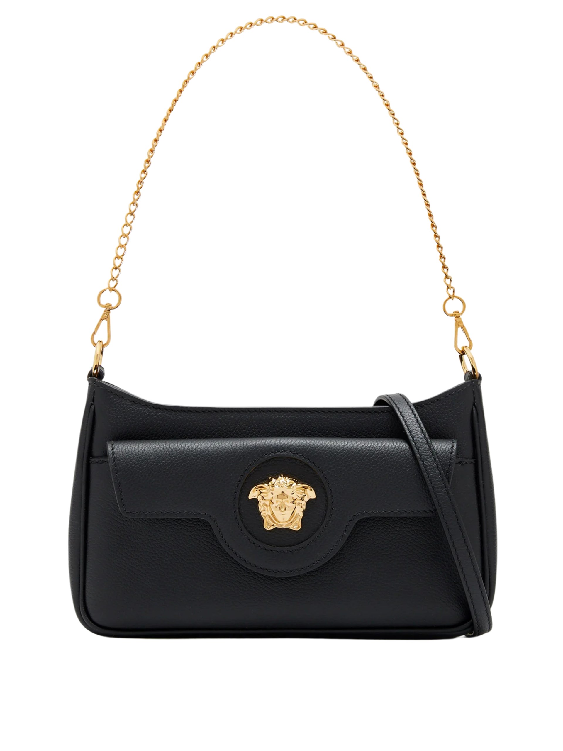 Versace black leather bag with gold hardware