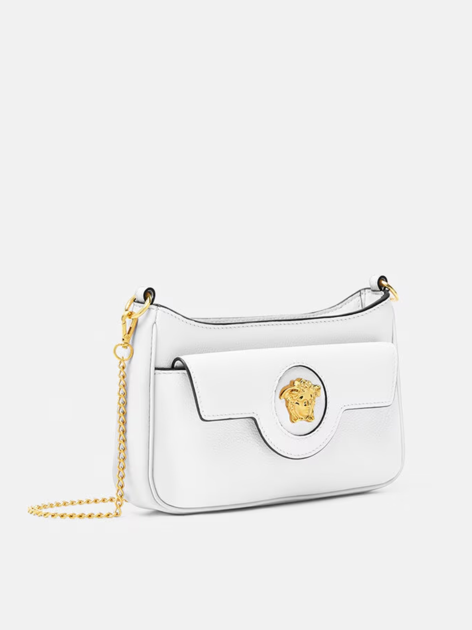 Versace white leather bag with gold hardware