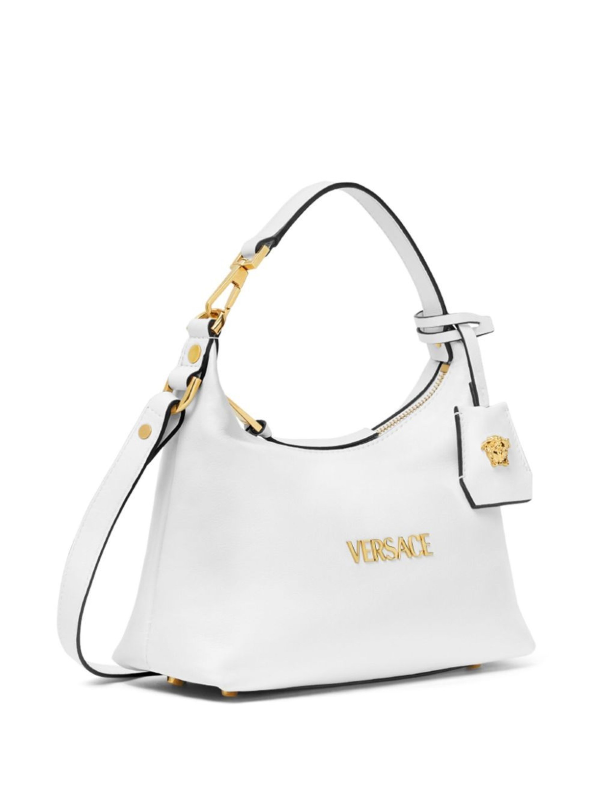 Біла сумка хобо Versace з золотистою фурнітурою