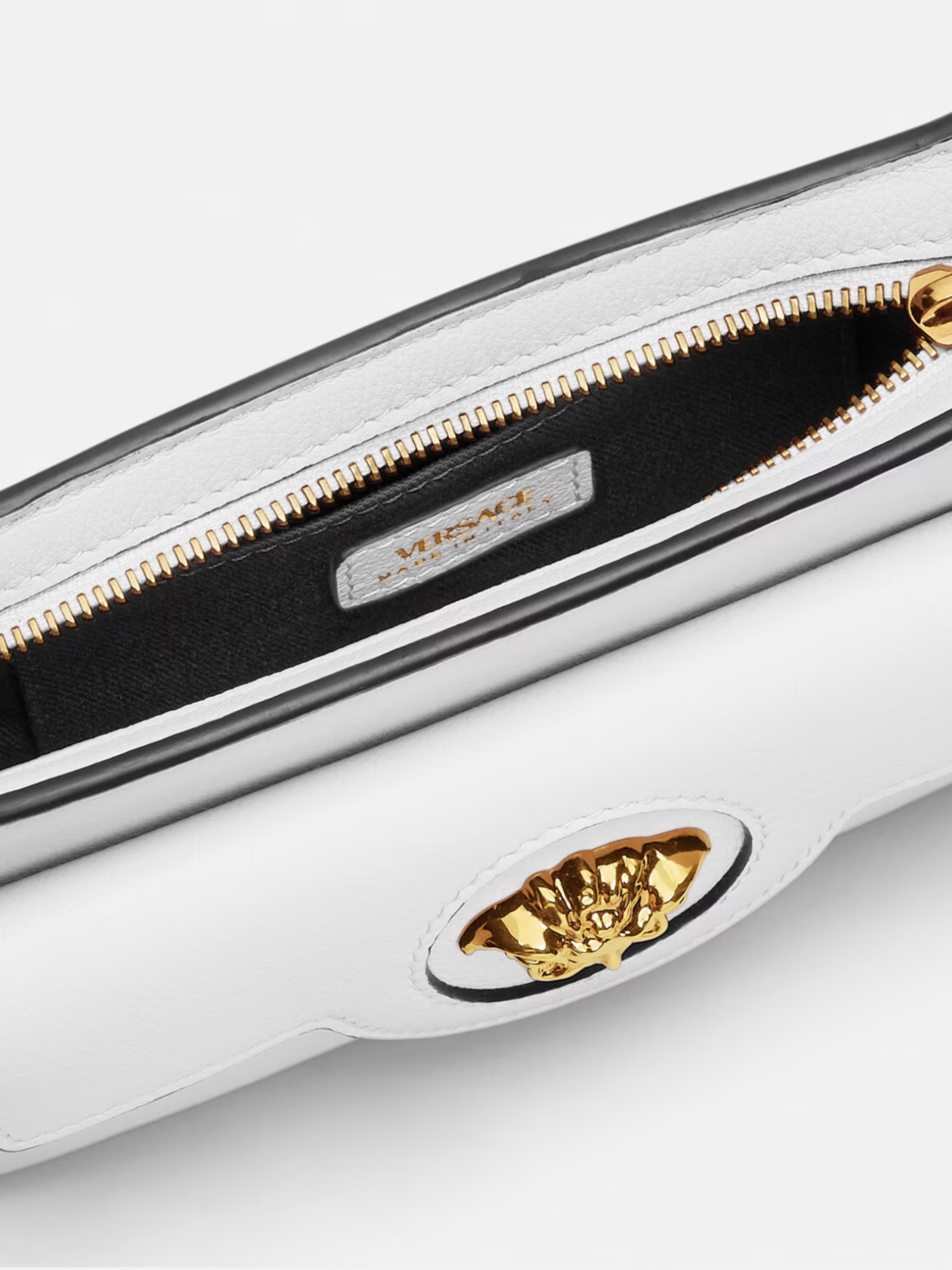 Versace white leather bag with gold hardware