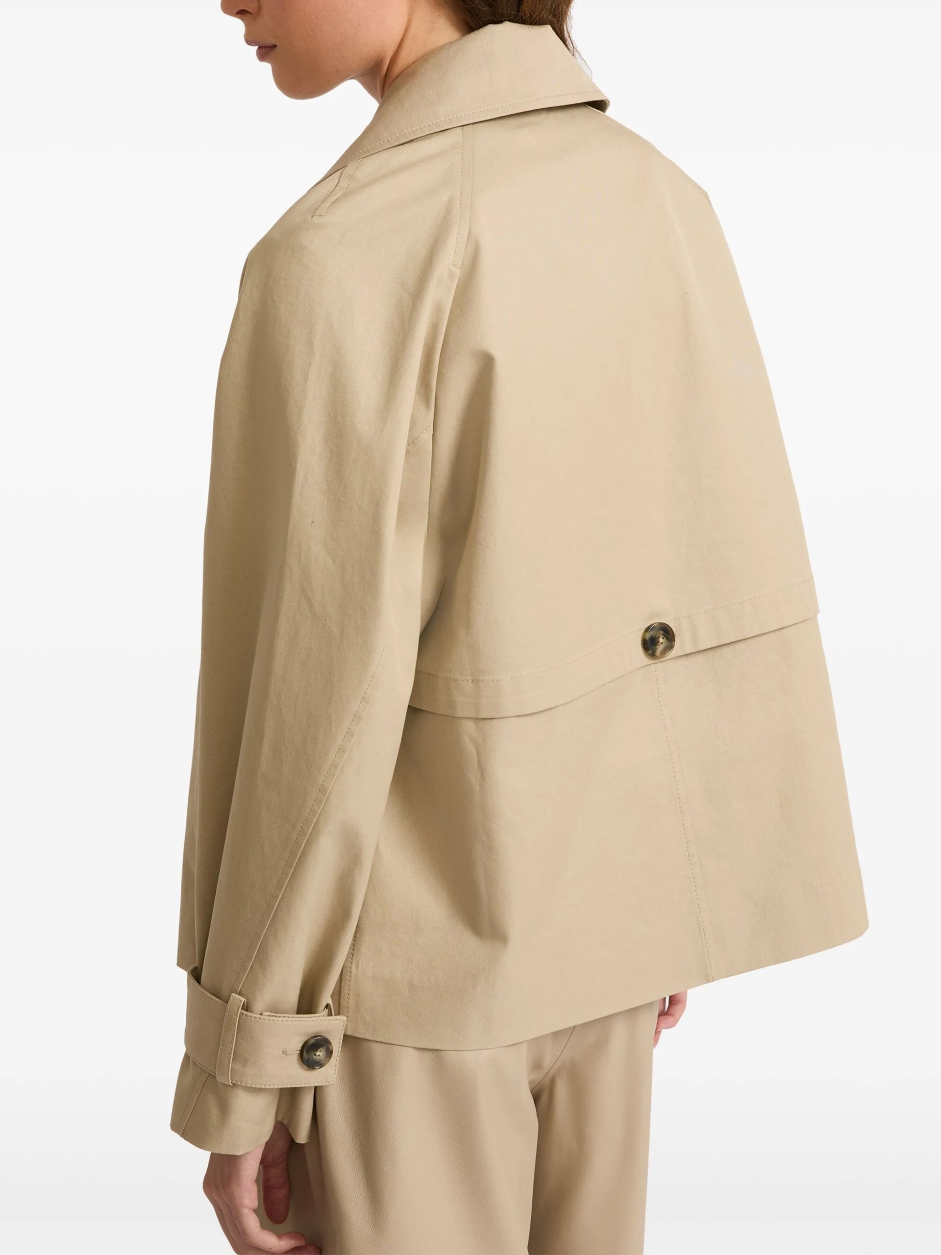 Light beige cropped Yves Salomon cotton trench coat