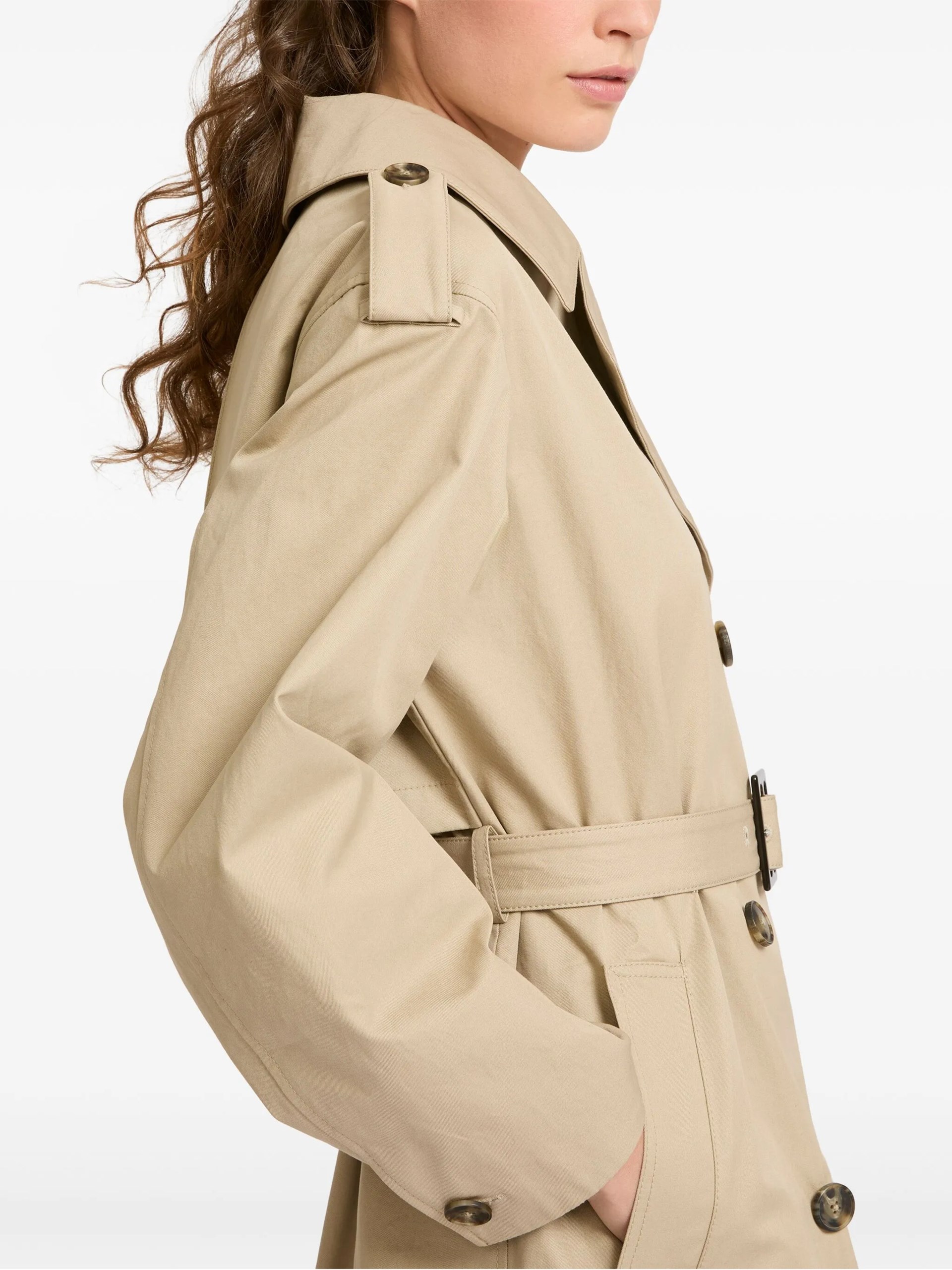 Yves Salomon light beige cotton trench coat