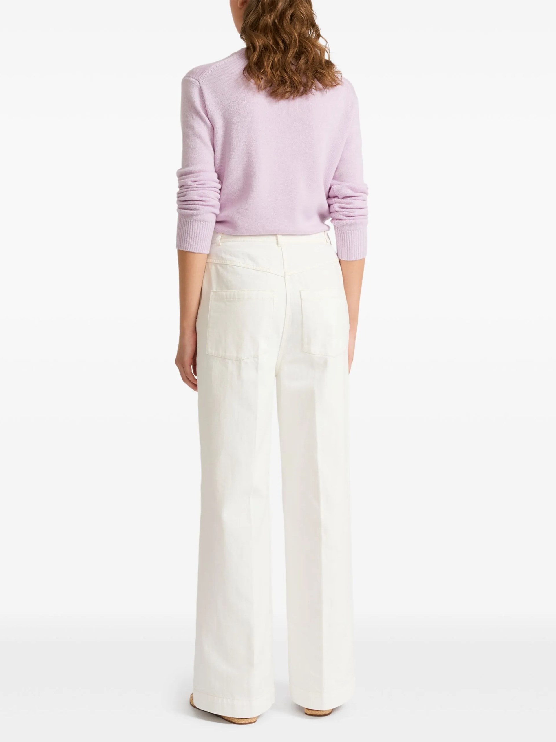 Yves Salomon white wide-leg jeans