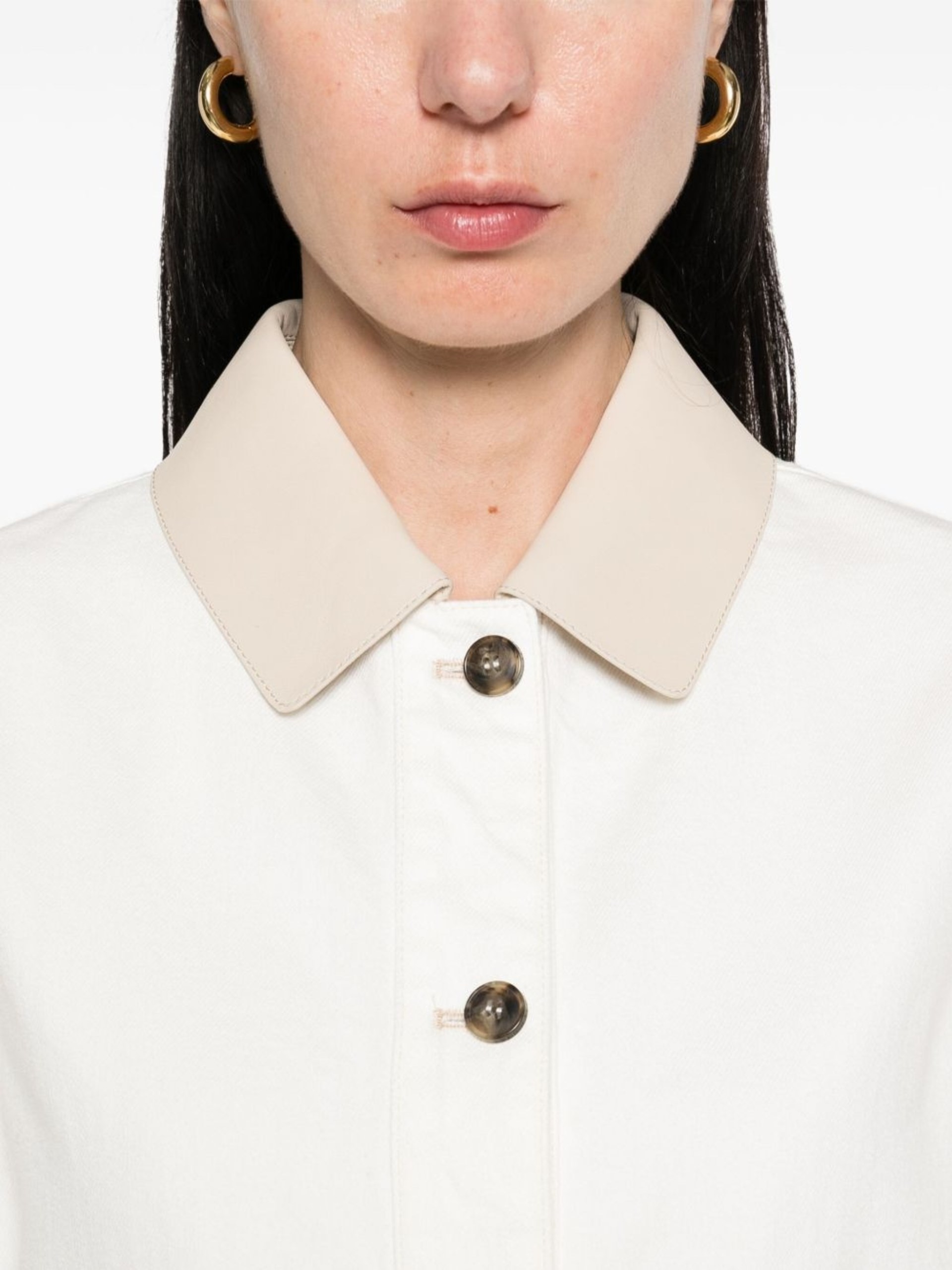 Yves Salomon white denim jacket with contrast collar